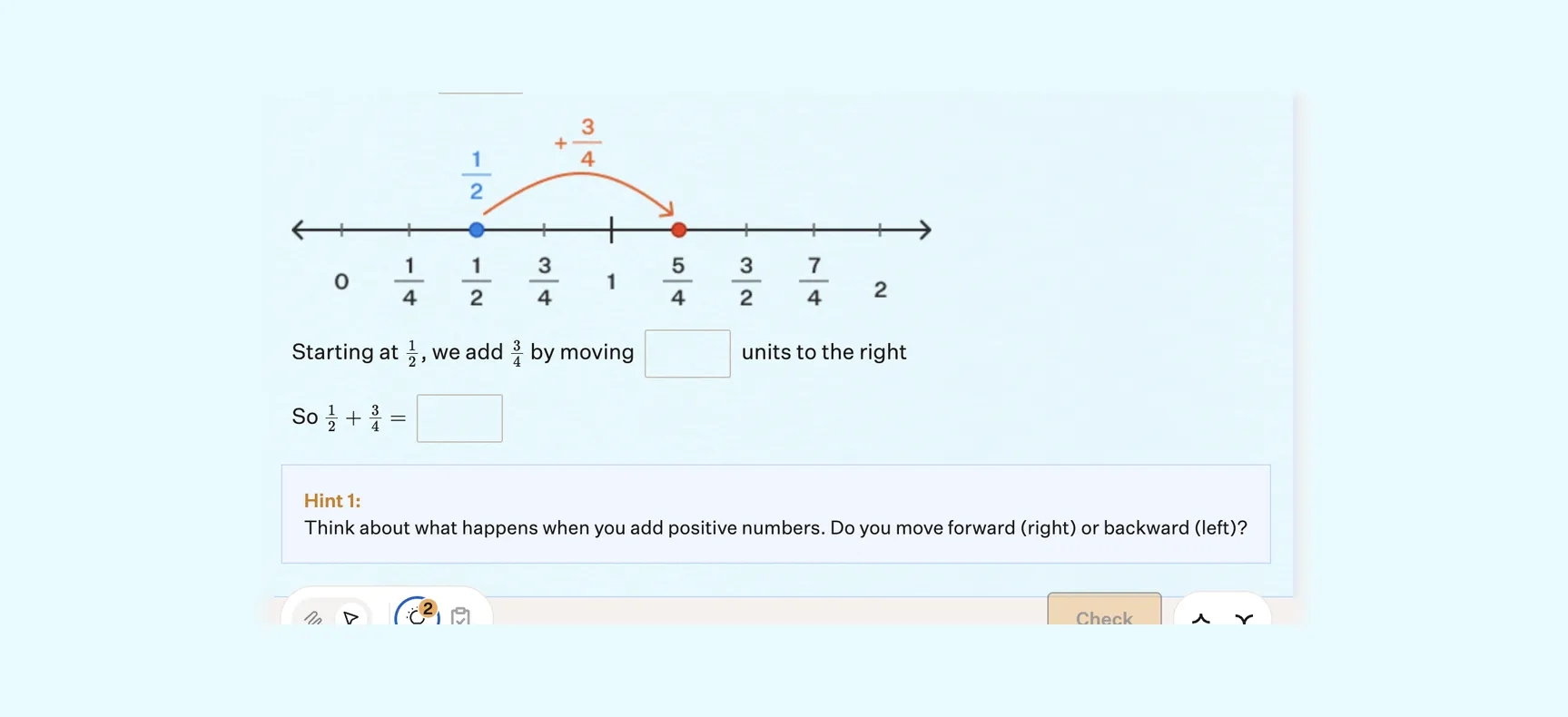 A worked example with hints inside the Cuemath app
