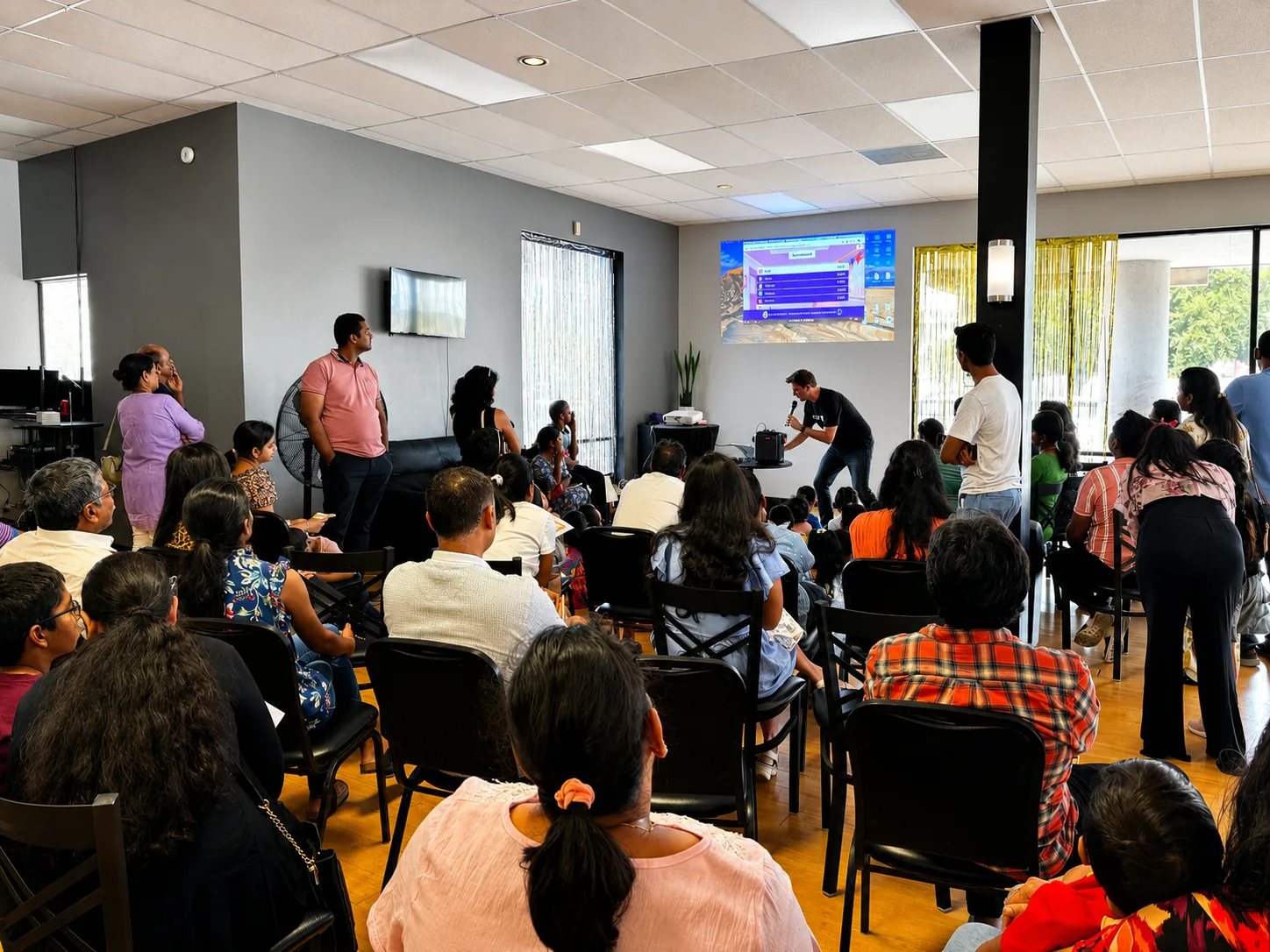 A packed room at a MathFit Challenge event