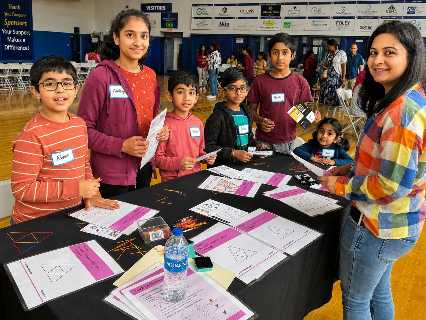 Kids at a MathFit Challenge station