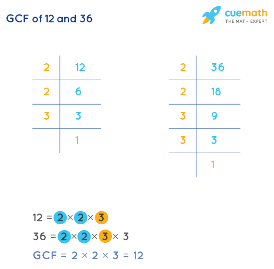 GCF Of 12 And 36 How To Find GCF Of 12 36 