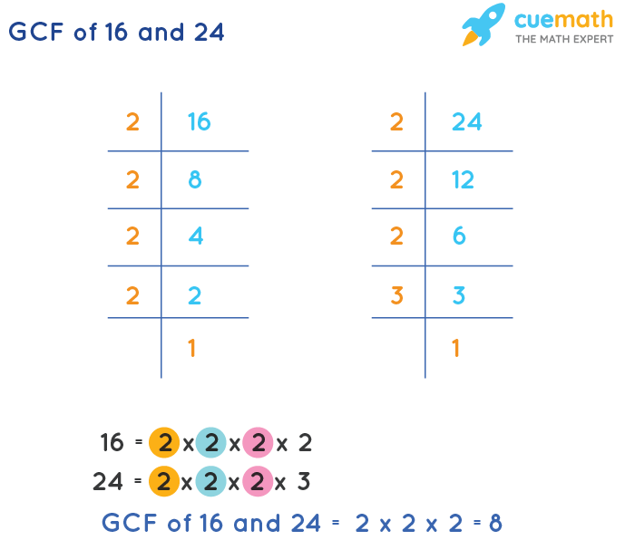 GCF of 16 and 24 | How to Find GCF of 16, 24?