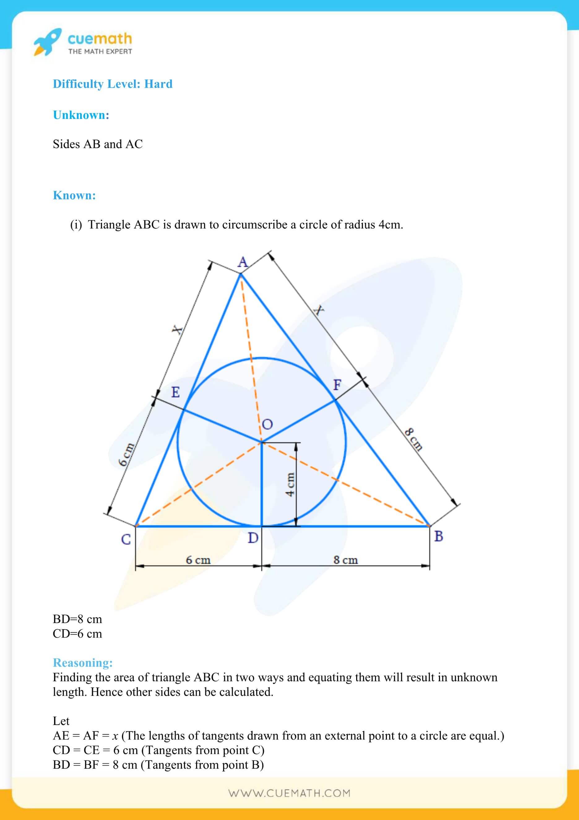 assignment of circles class 10