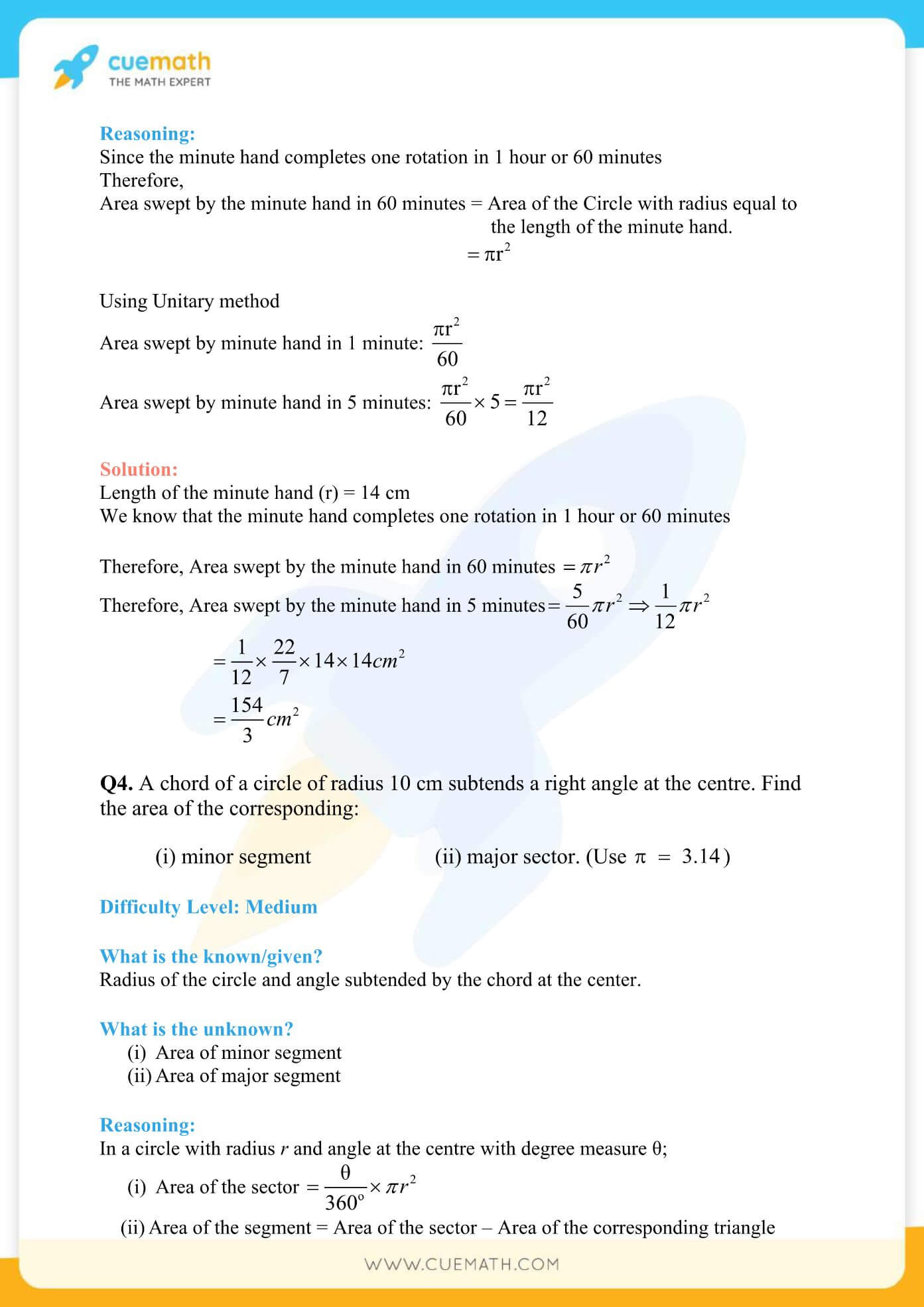 NCERT Solutions Class 10 Maths Chapter 12 Areas Related To Circles 9