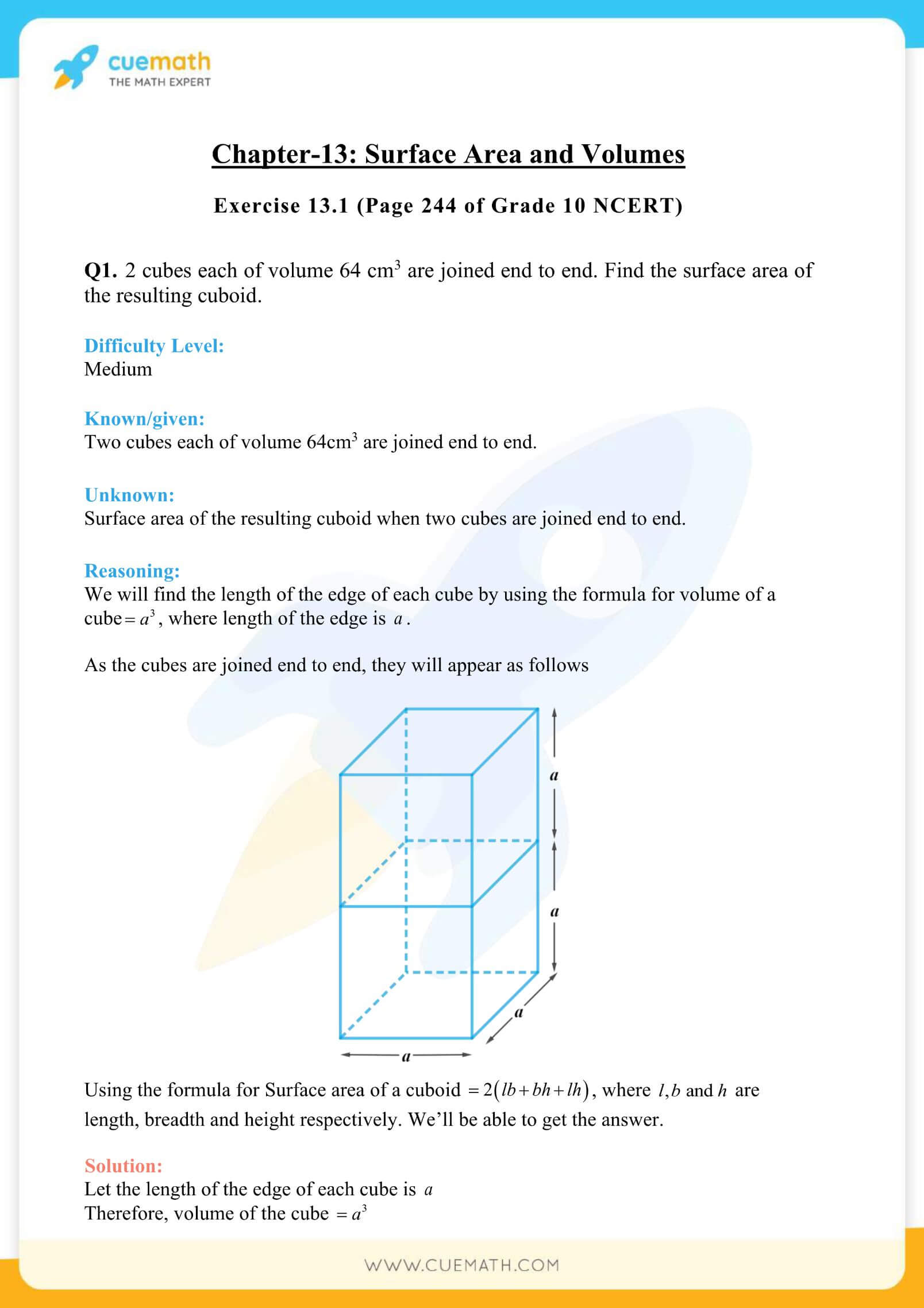 NCERT Solutions Class 10 Maths Chapter 13 Surface Area And Volumes 1