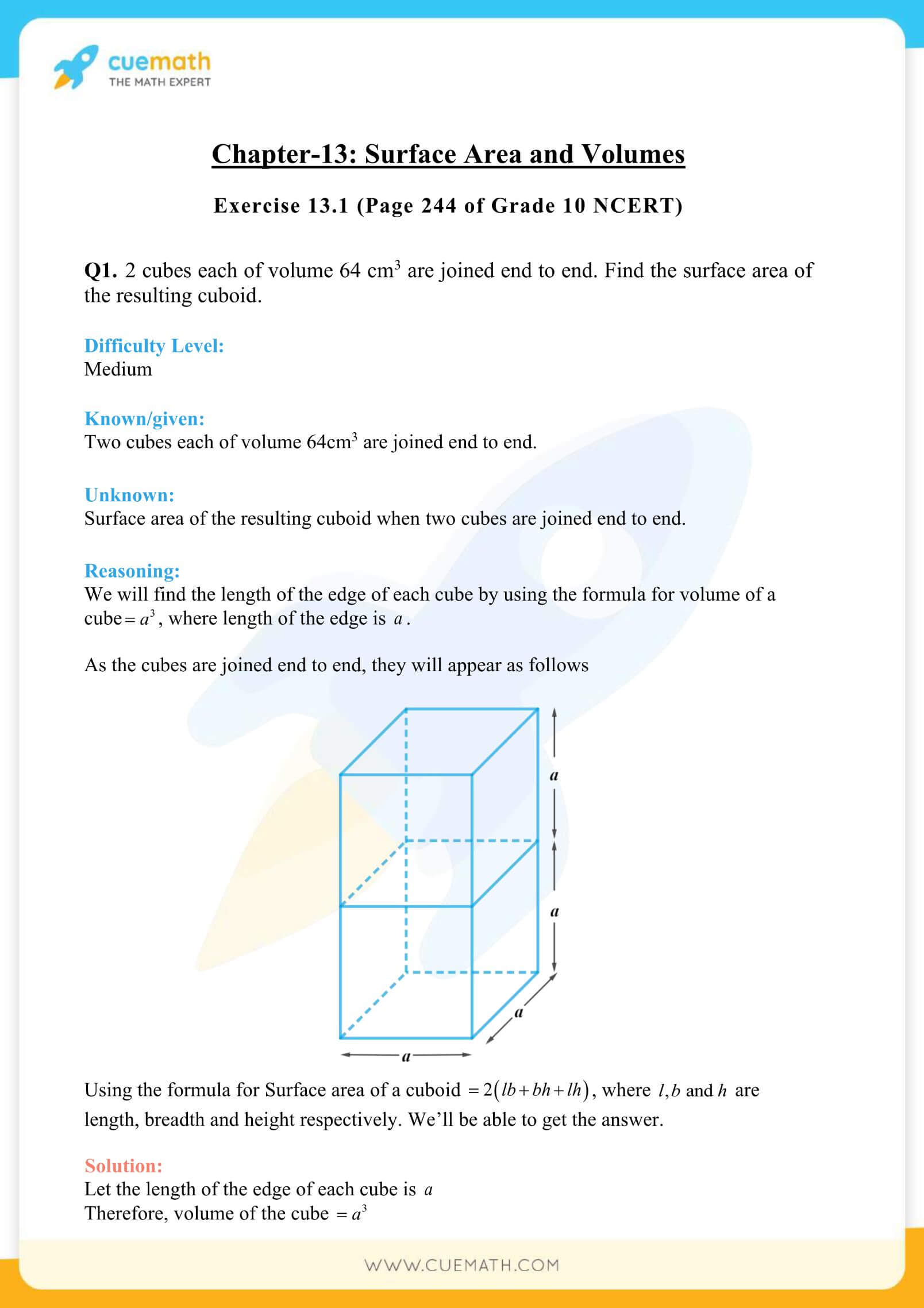 NCERT Solutions Class 10 Maths Chapter 13 Surface Area and Volumes