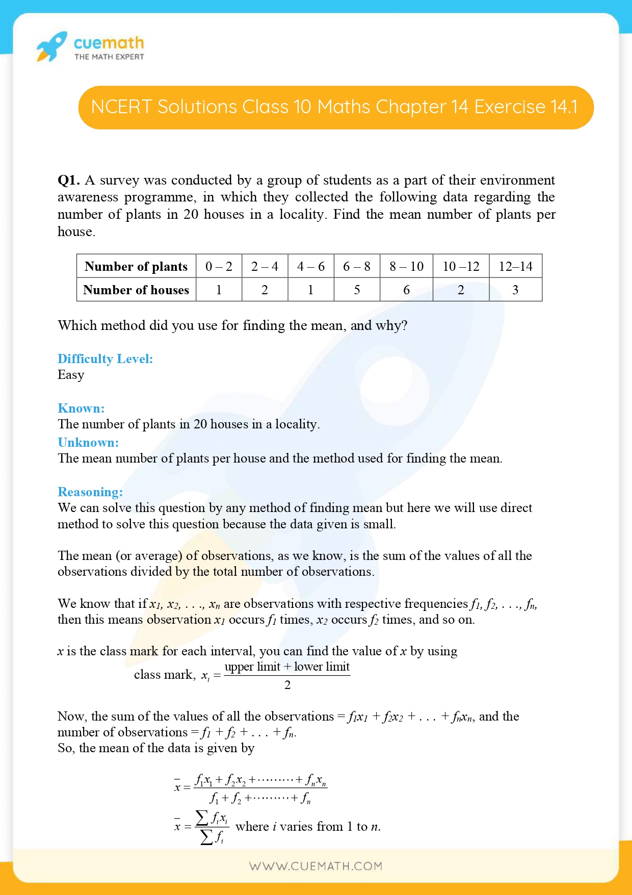 case study questions class 10 maths chapter 14