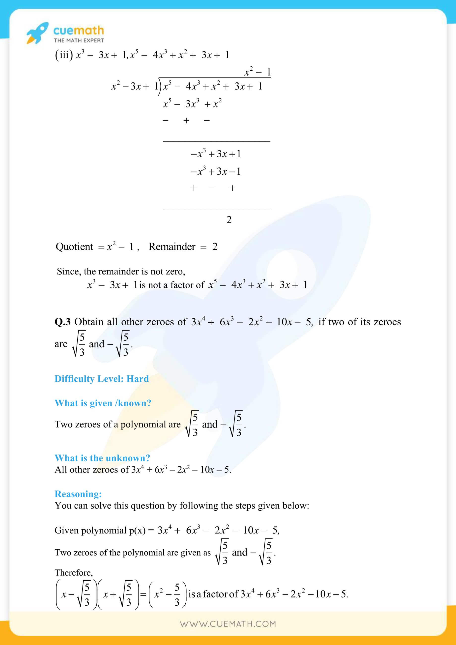 NCERT Solutions Class 10 Maths Chapter 2 Polynomials 15