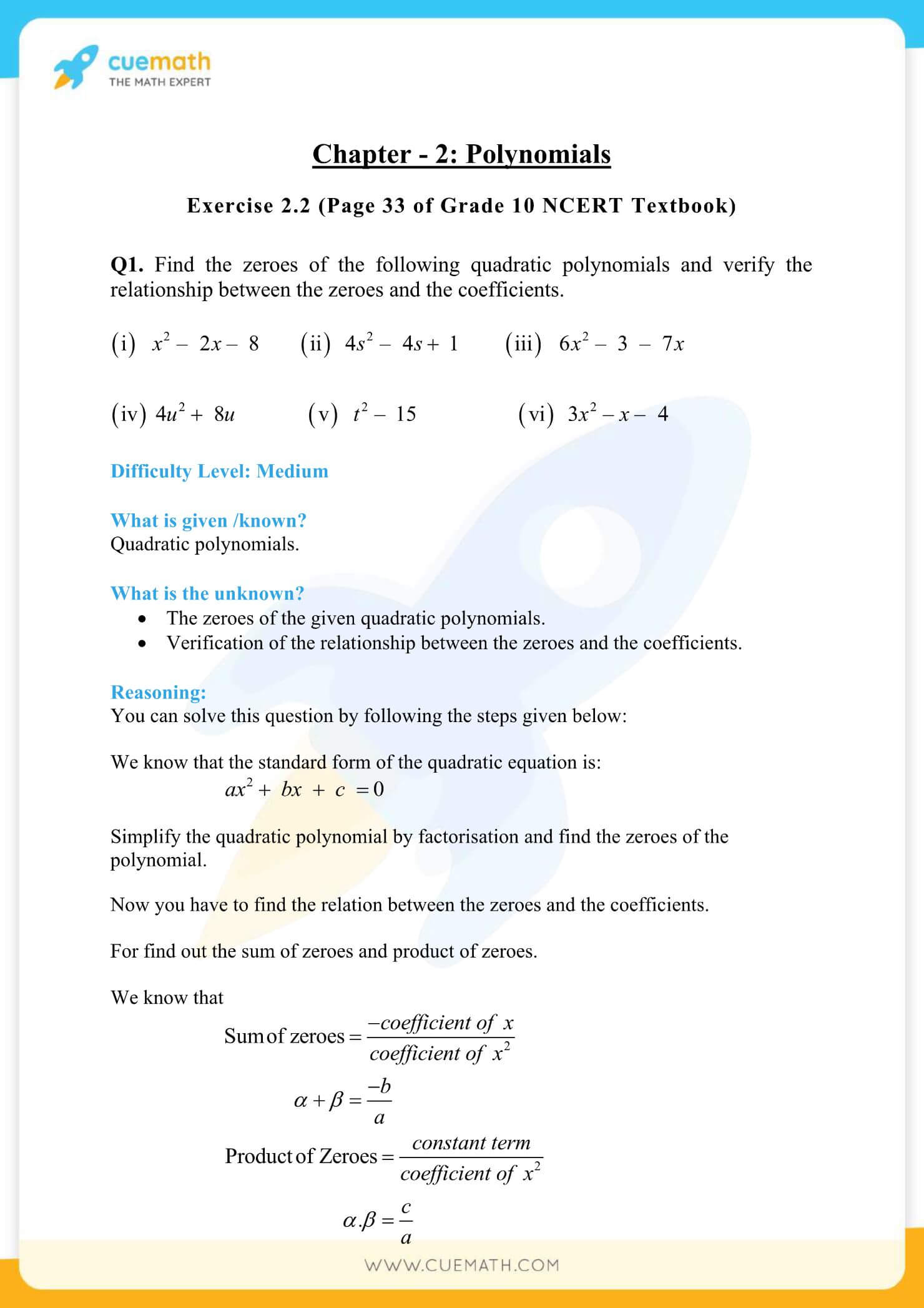 NCERT Solutions Class 10 Maths Chapter 2 Exercise 2.2 3