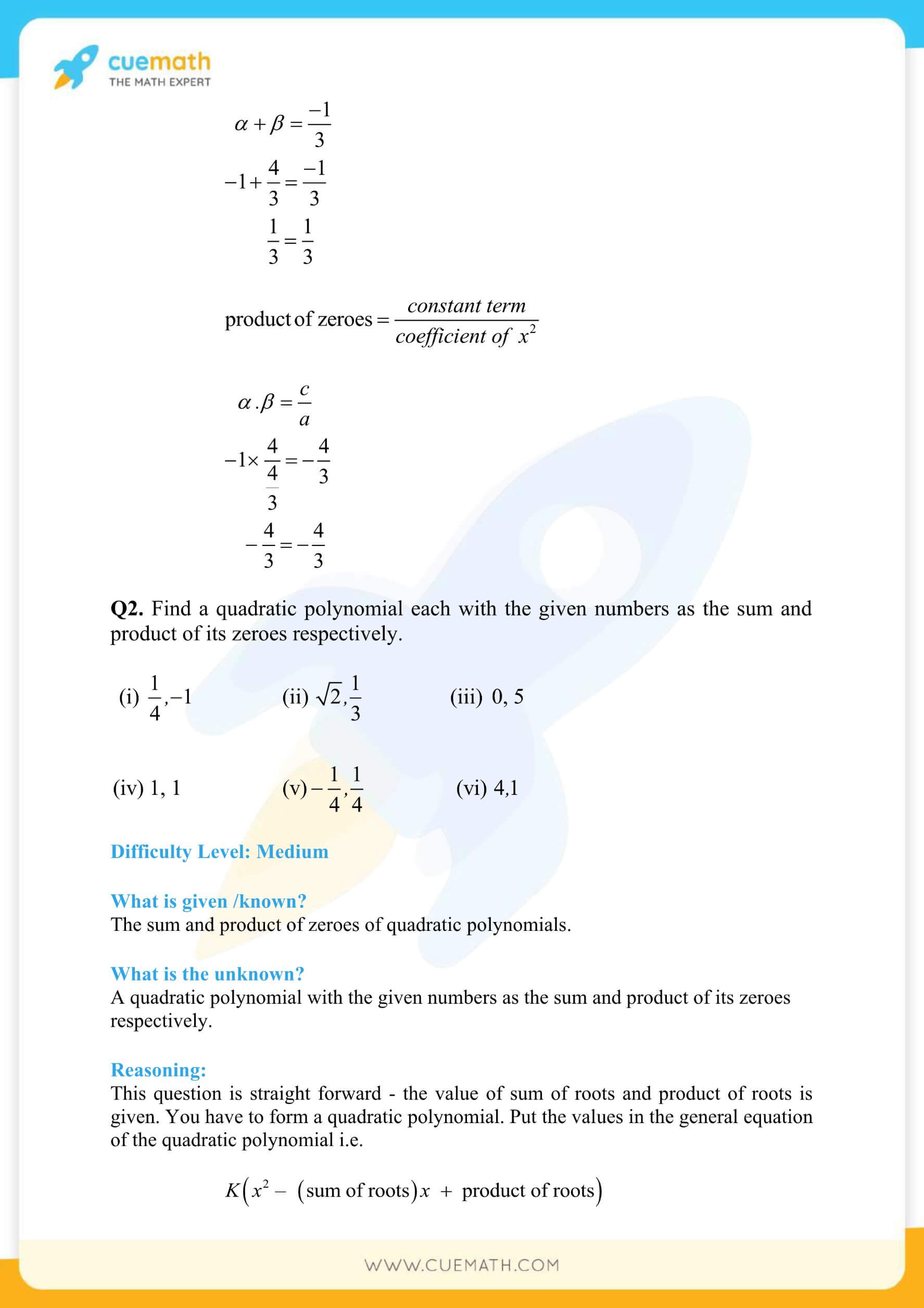 NCERT Solutions Class 10 Maths Chapter 2 Polynomials 8