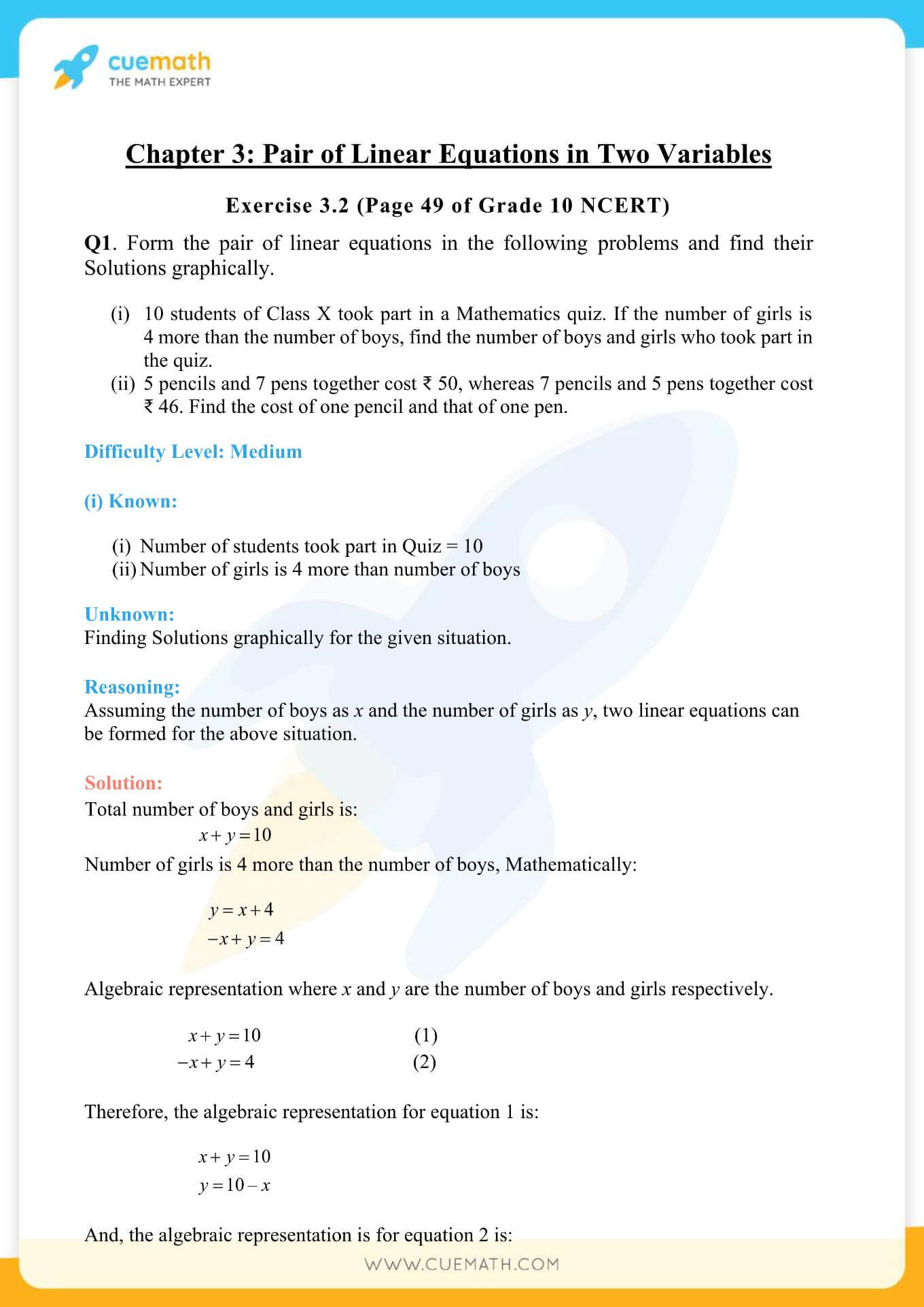 NCERT Solutions Class 10 Maths Chapter 3 Pair Of Linear Equations 13