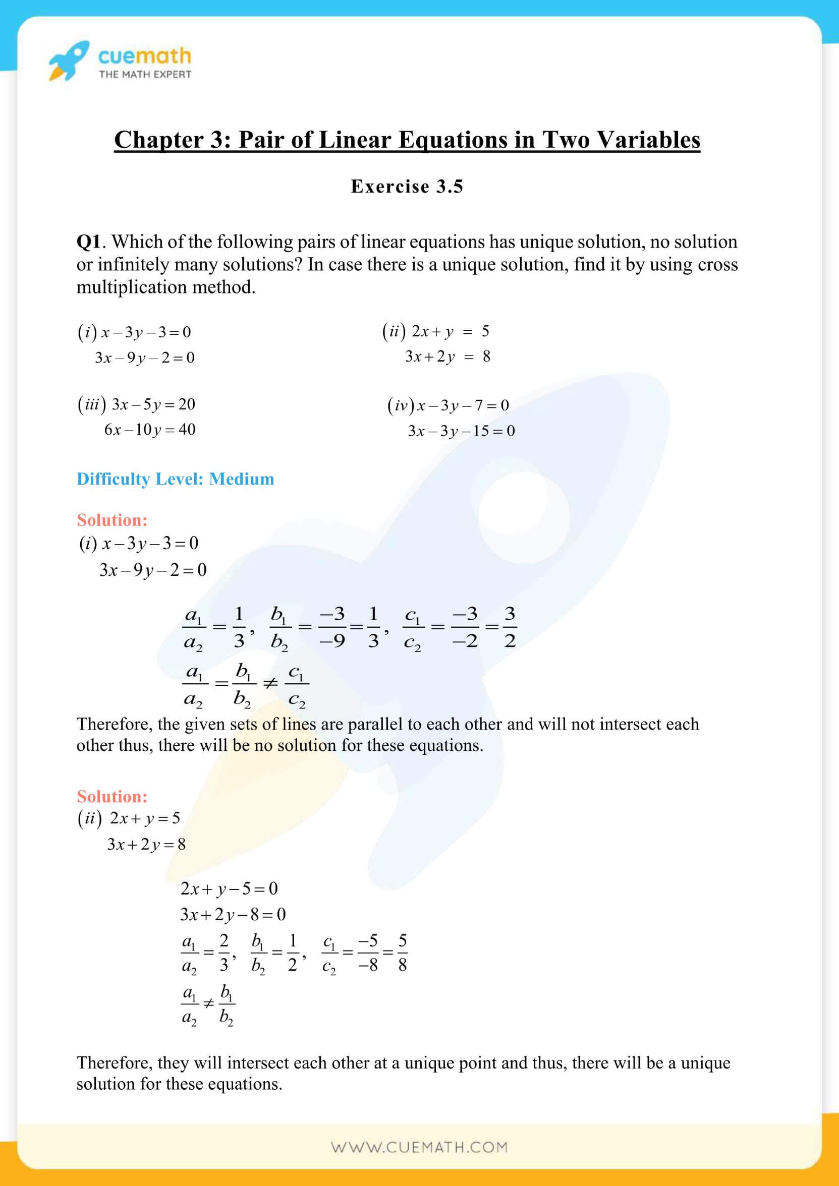 Ncert Solutions For Class 10 Maths Chapter 3 Exercise 3 5 Pair Of Linear Equations In Two Variables