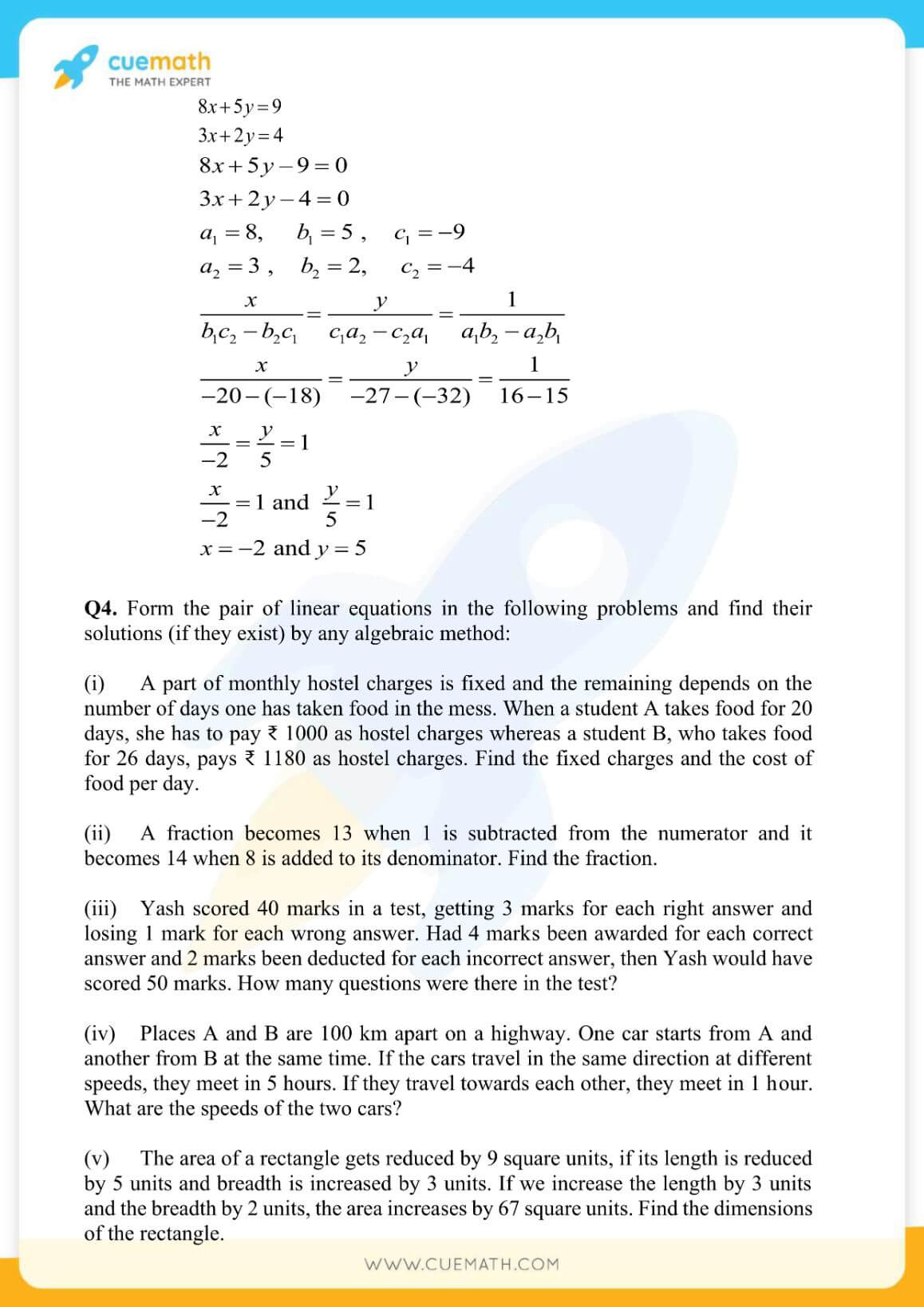 NCERT Solutions Class 10 Maths Chapter 3 Pair Of Linear Equations 62