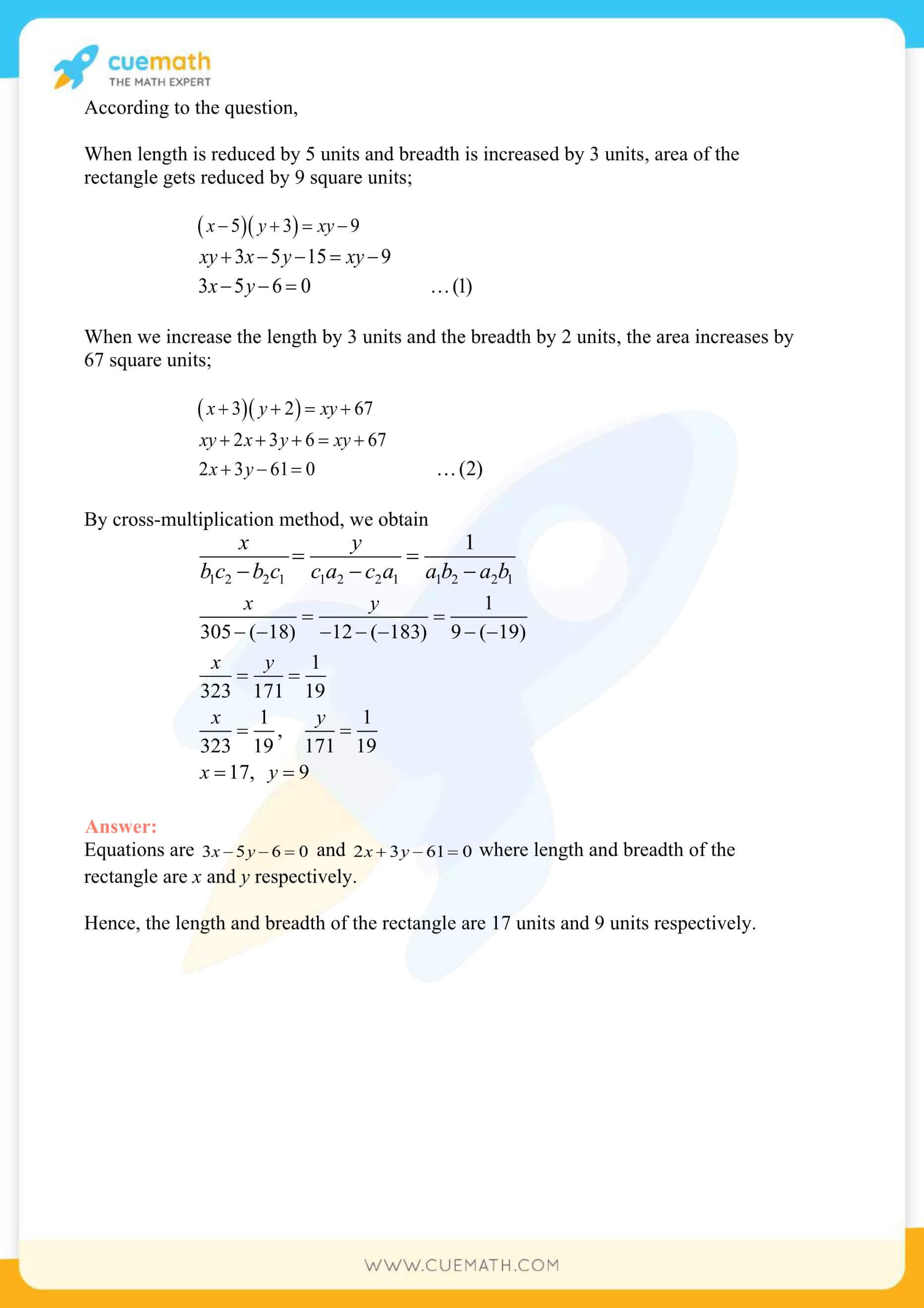 Ncert Solutions For Class 10 Maths Chapter 3 Exercise 3 5 Pair Of Linear Equations In Two Variables