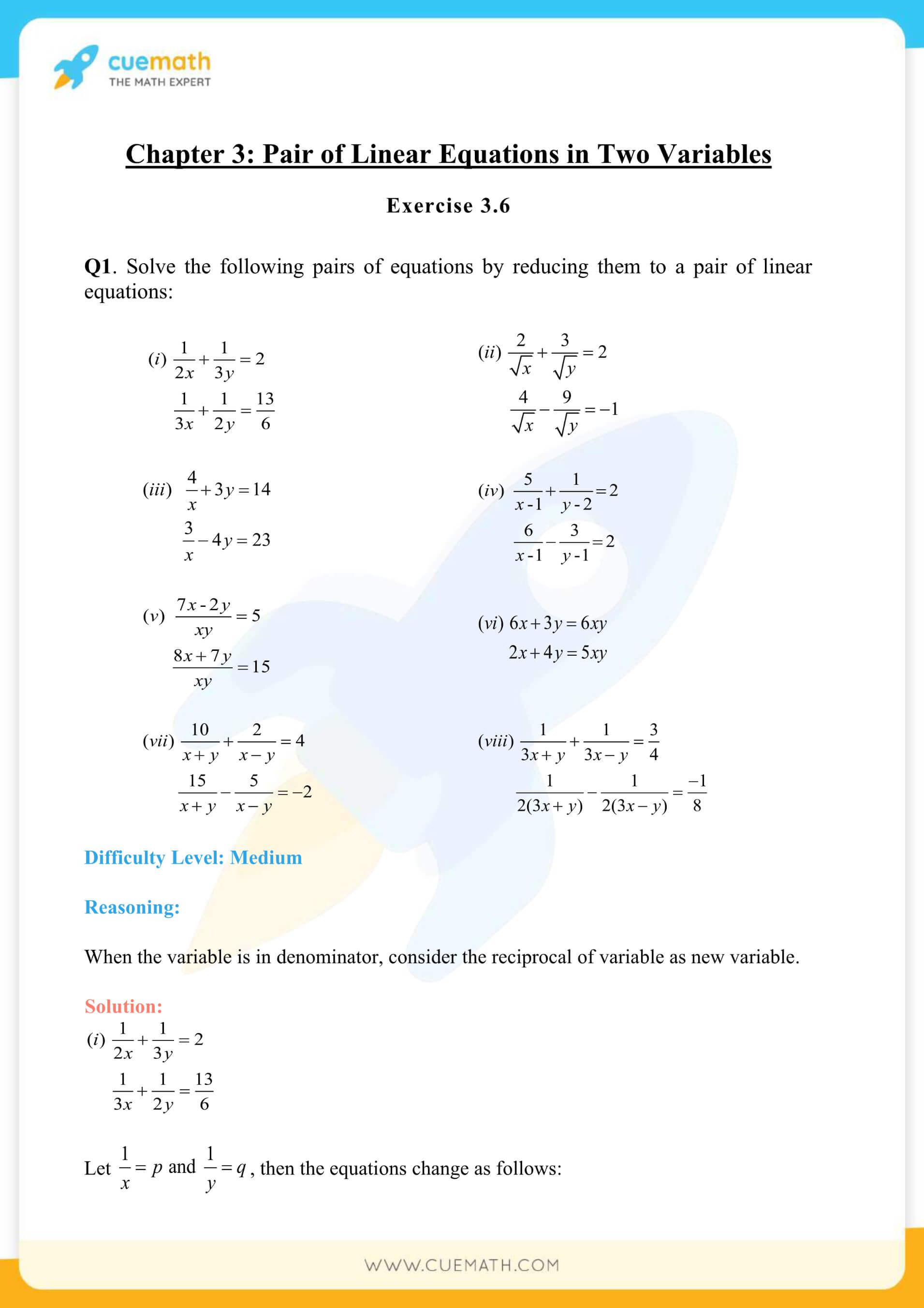 NCERT Solutions For Class 10 Maths Chapter 3 Exercise 3 6 Free PDF