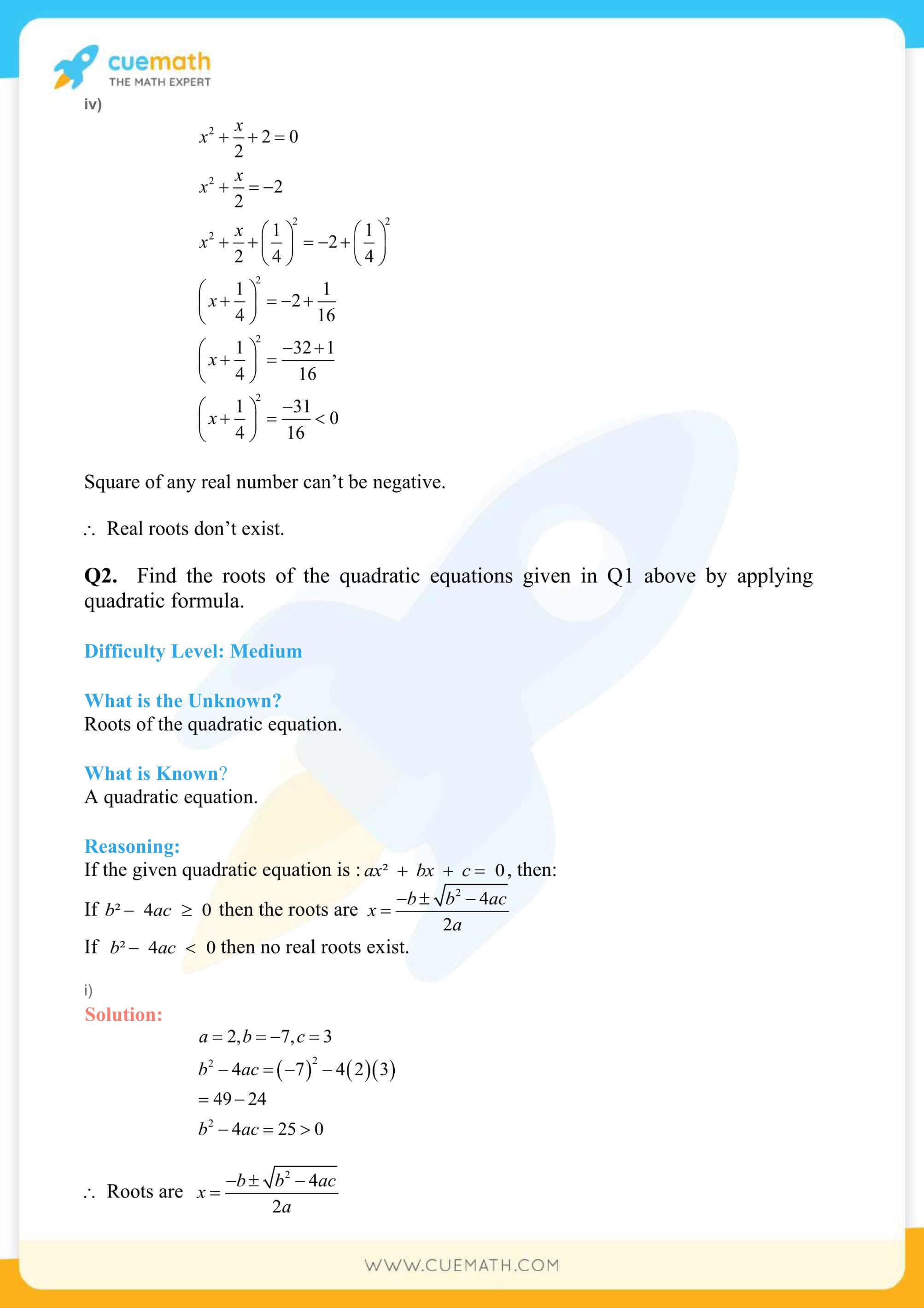 NCERT Solutions Class 10 Maths Chapter 4 Quadratic Equations 17