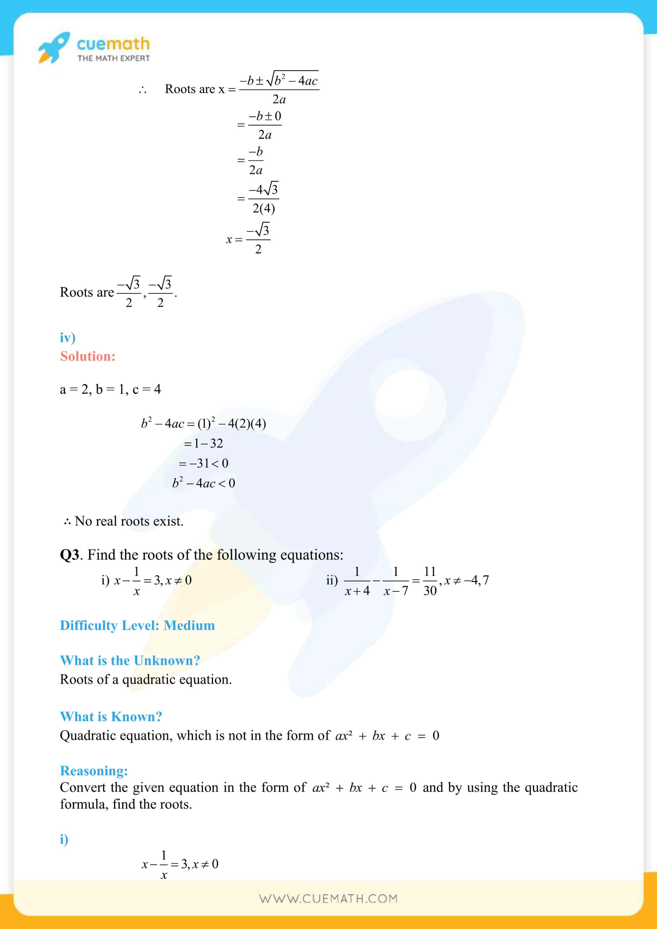 NCERT Solutions Class 10 Maths Chapter 4 Quadratic Equations 19