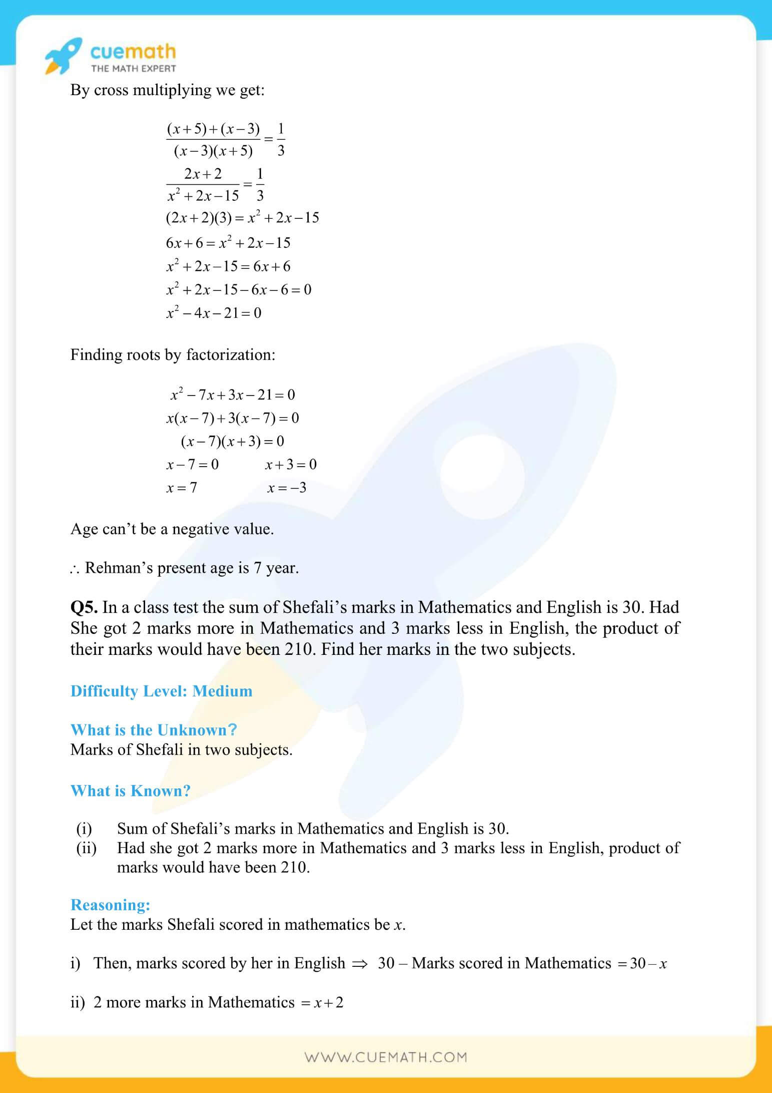 NCERT Solutions Class 10 Maths Chapter 4 Quadratic Equations 22