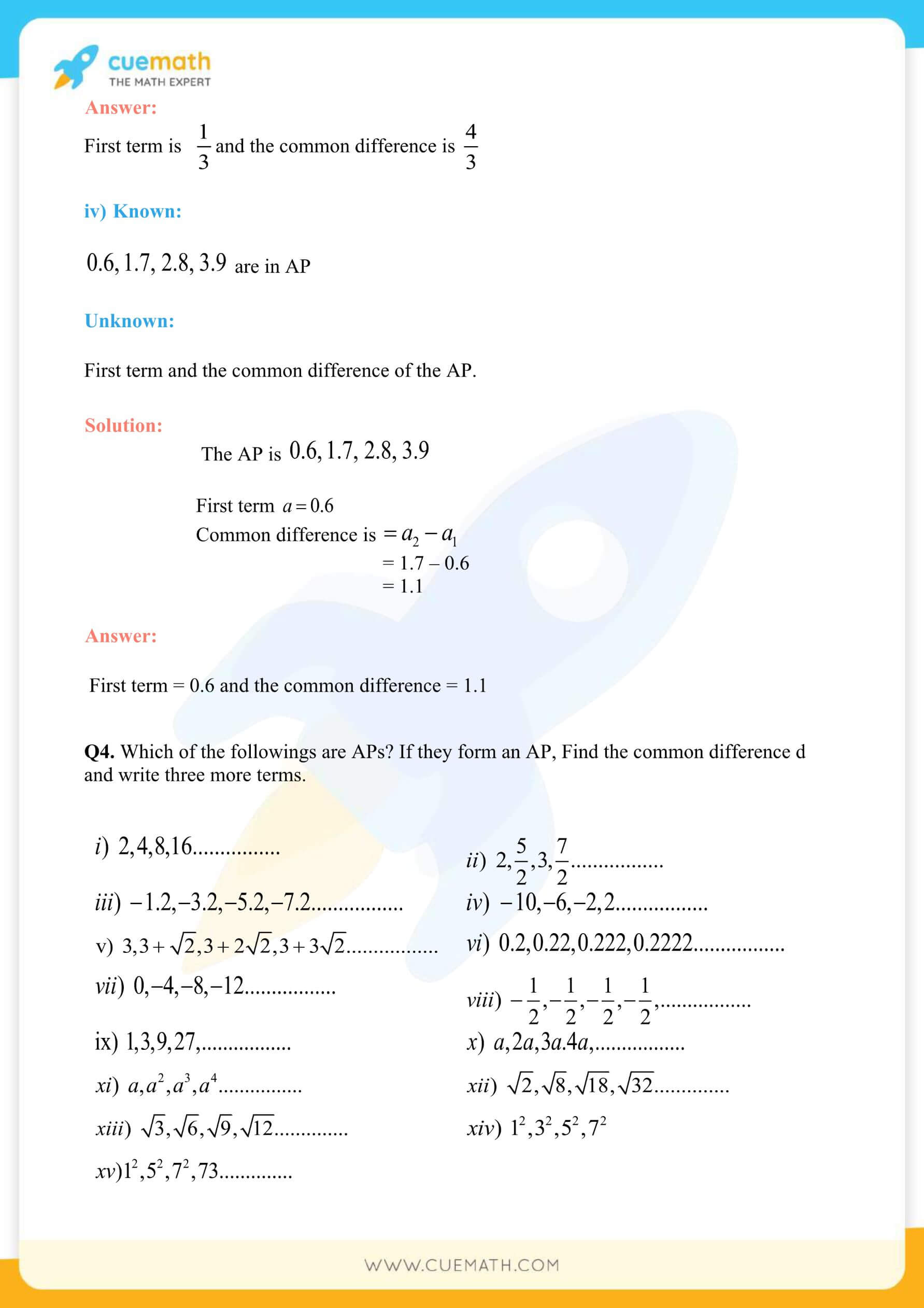 NCERT Solutions Class 10 Maths Chapter 5 Exercise 5.1 9