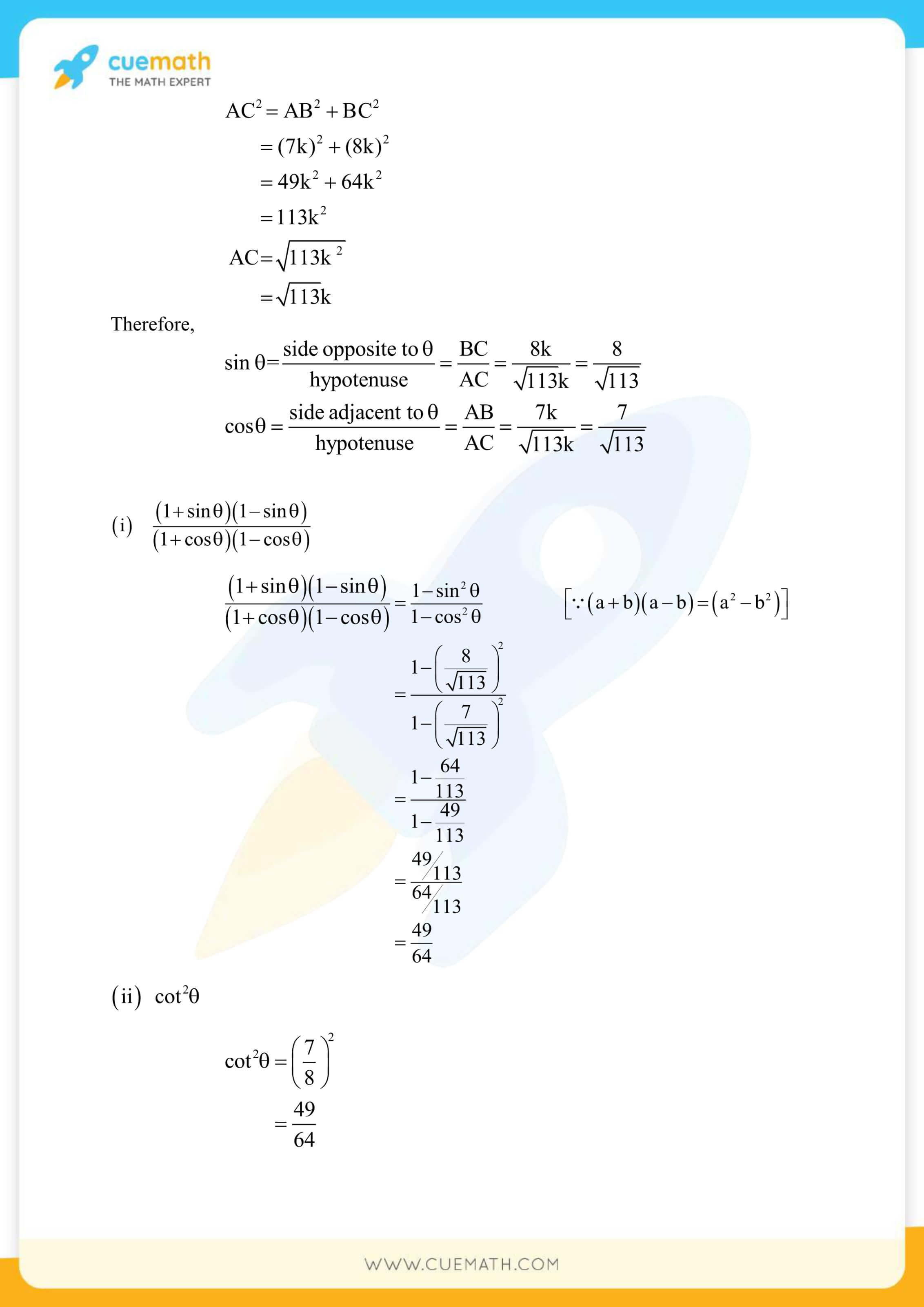NCERT Solutions Class 10 Maths Chapter 8 Introduction To Trigonometry 13