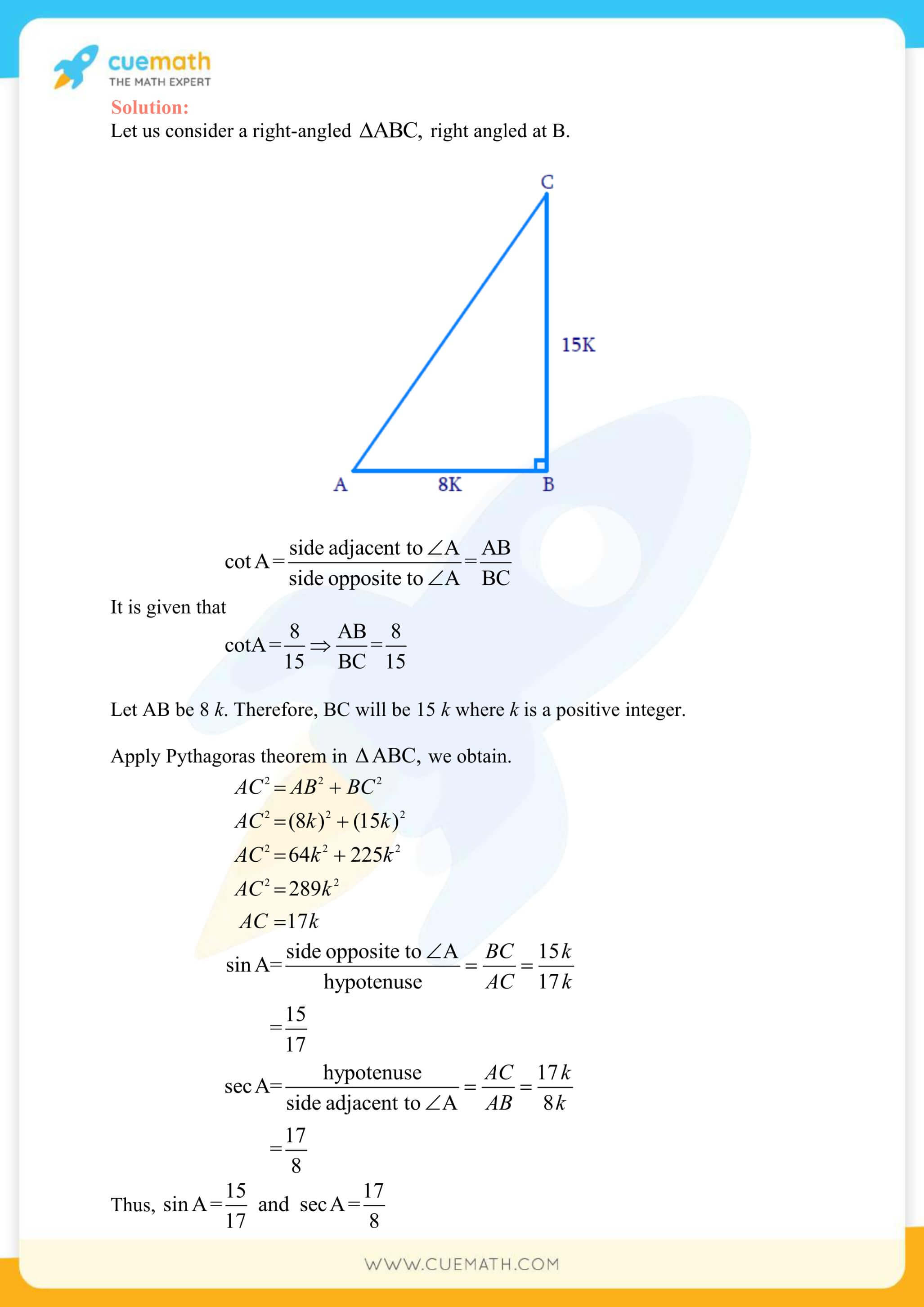NCERT Solutions Class 10 Maths Chapter 8 Introduction To Trigonometry 7