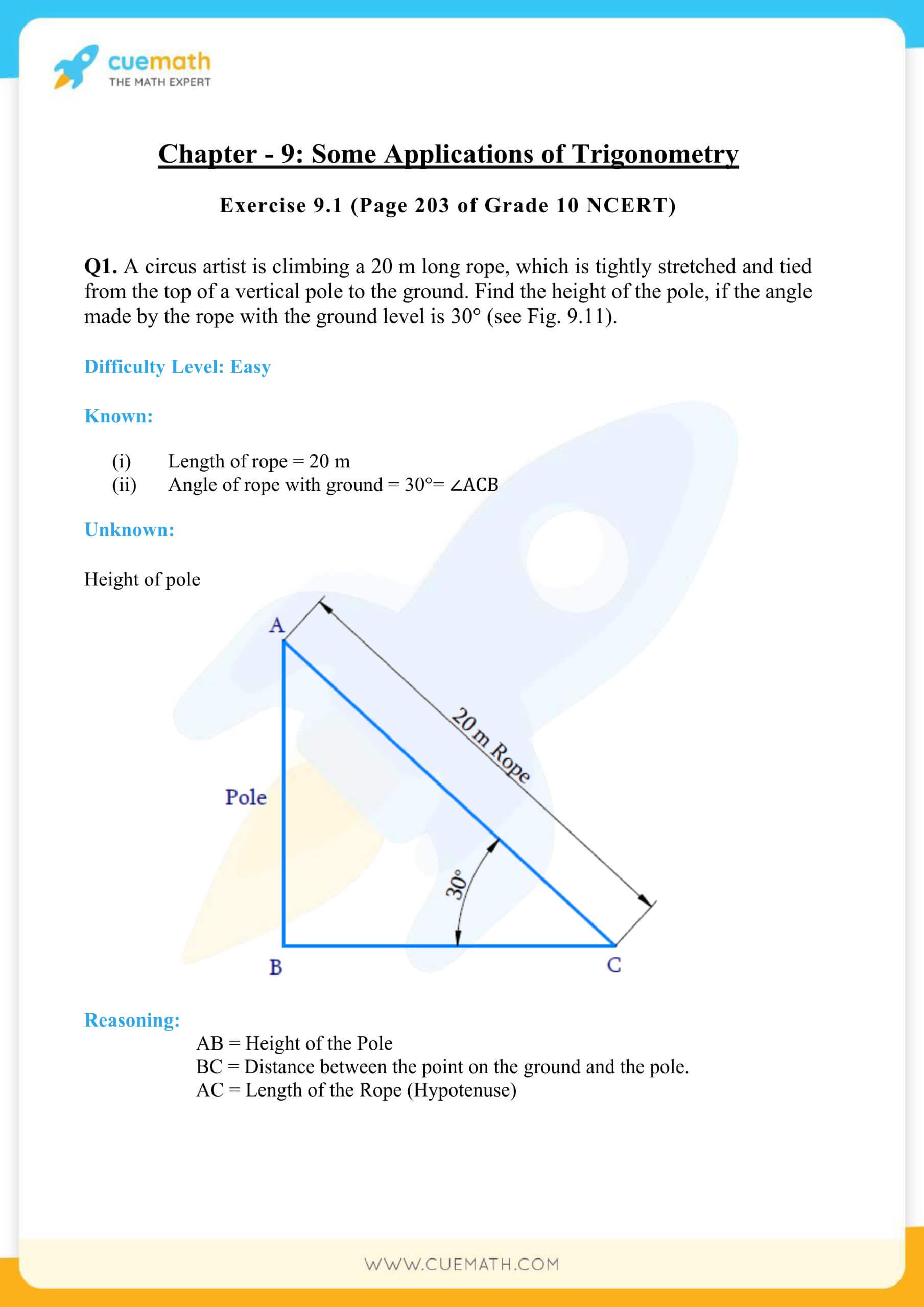 NCERT Solutions Class 10 Maths Chapter 9 Applications Of Trigonometry 1