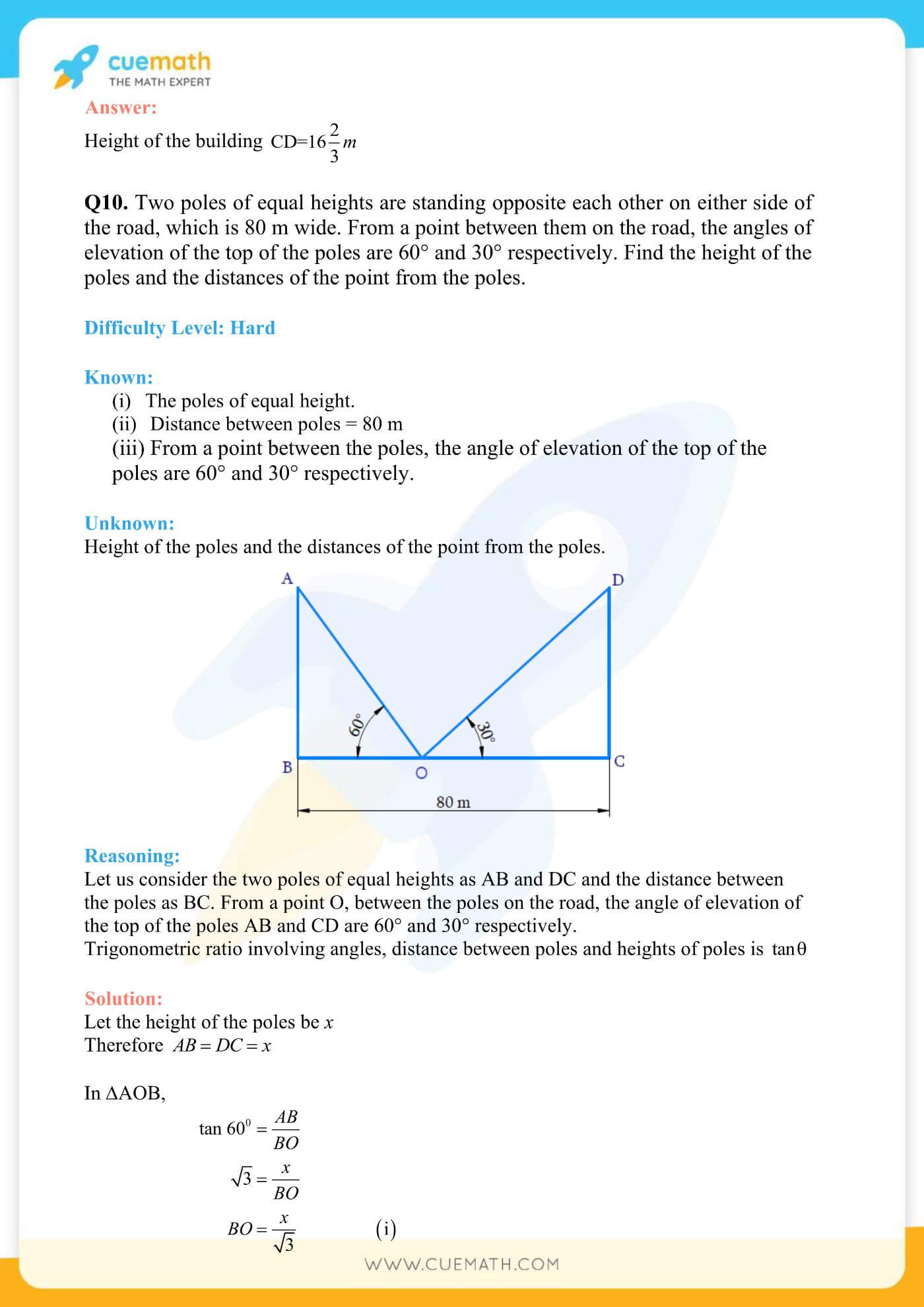 NCERT Solutions Class 10 Maths Chapter 9 Applications Of Trigonometry 14