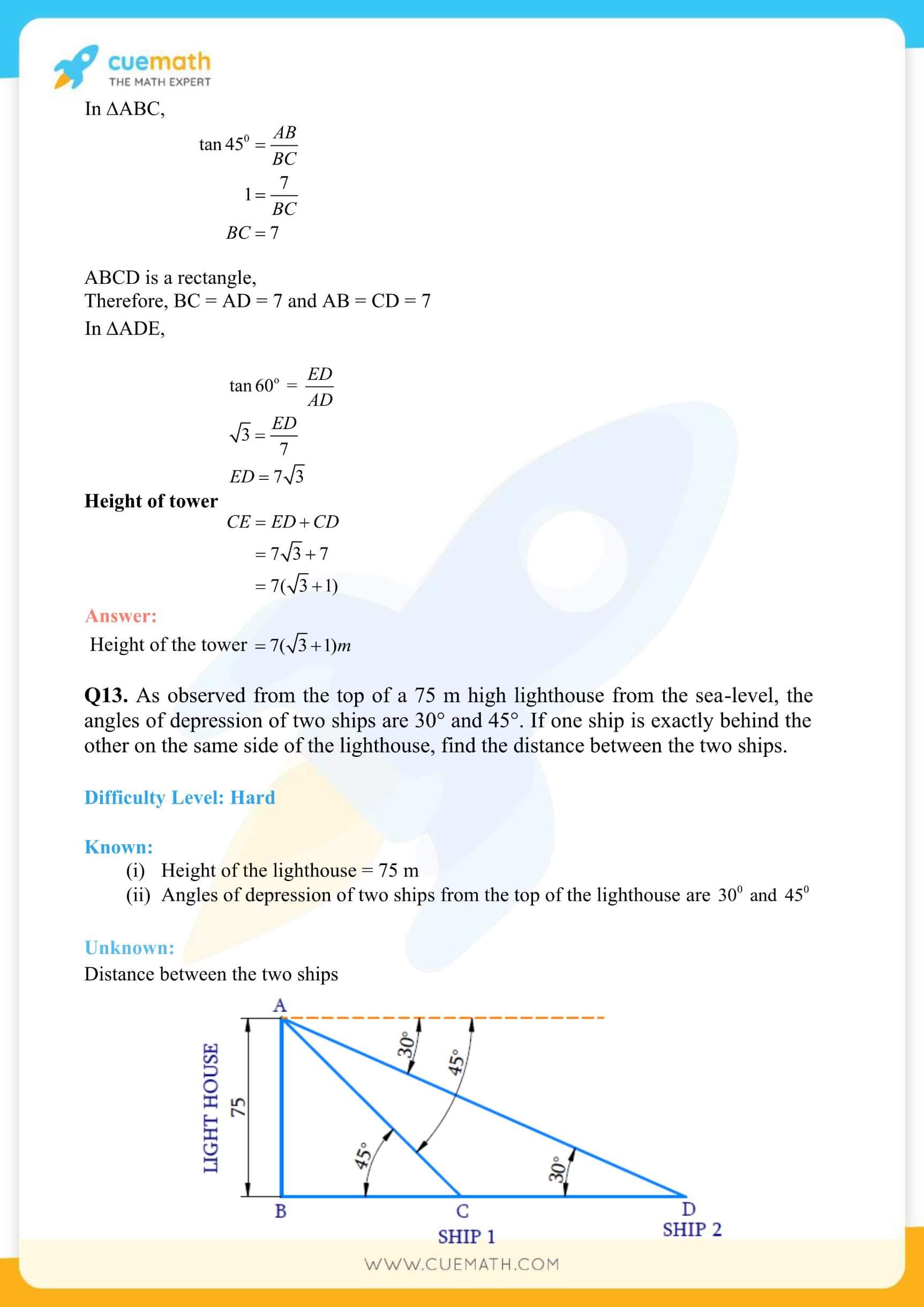 NCERT Solutions Class 10 Maths Chapter 9 Applications Of Trigonometry 18