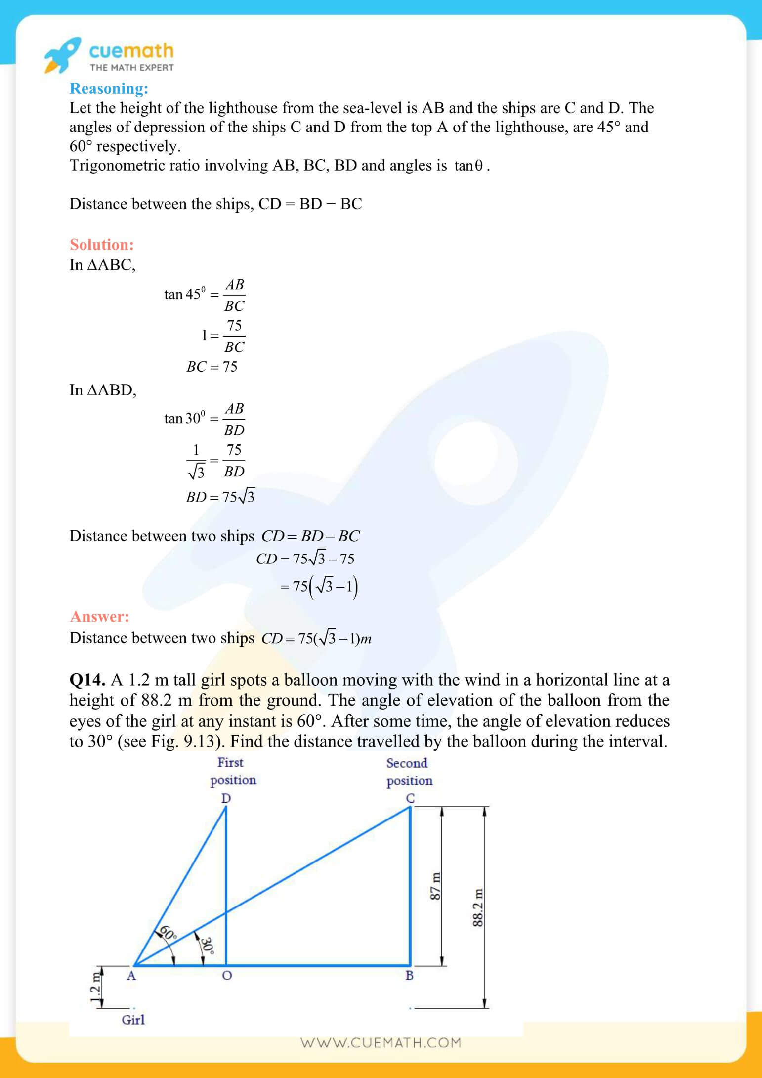 NCERT Solutions Class 10 Maths Chapter 9 Applications Of Trigonometry 19