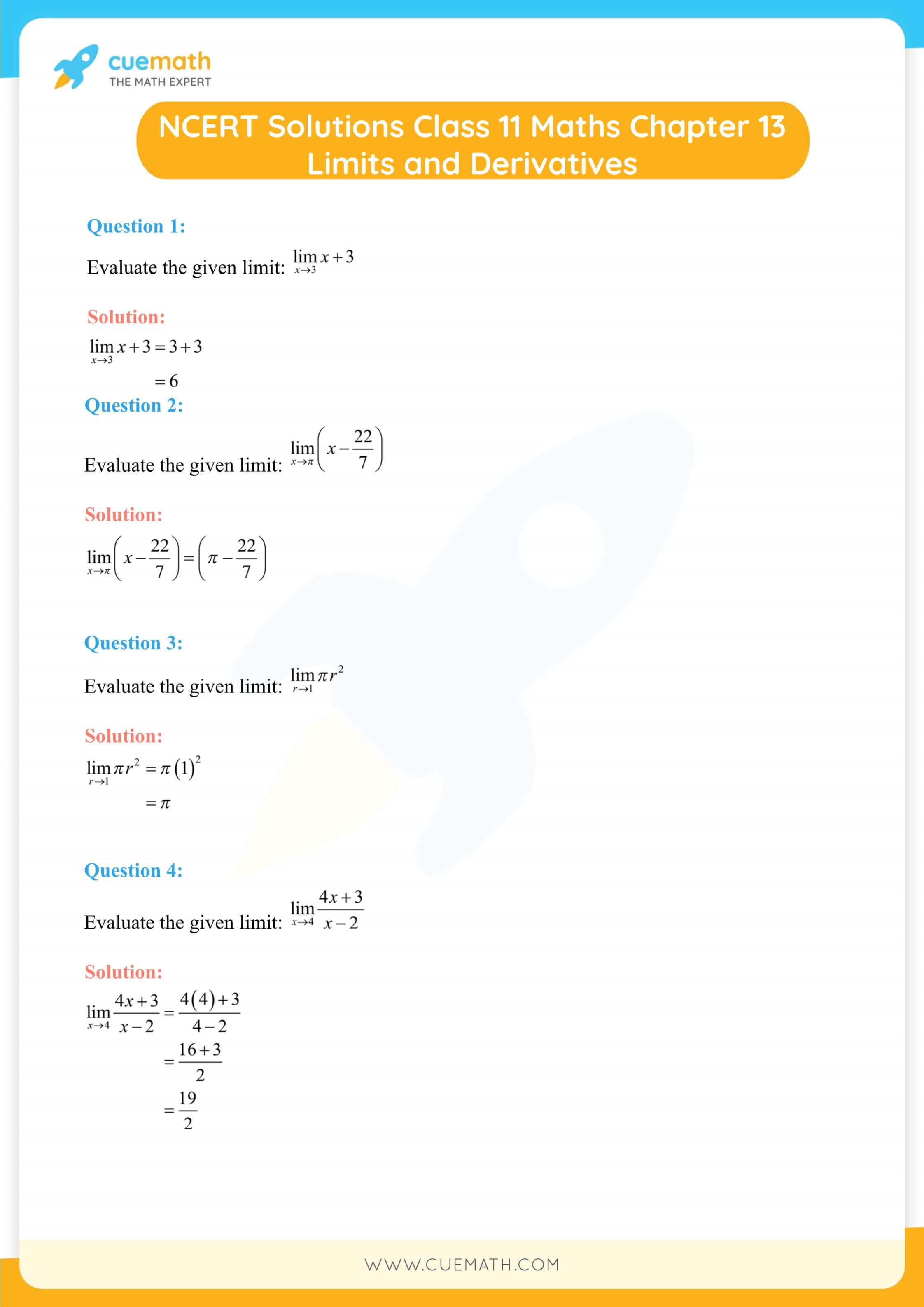 NCERT Solutions For Class 11 Maths Chapter 13 Exercise 13 1 Free PDF Download