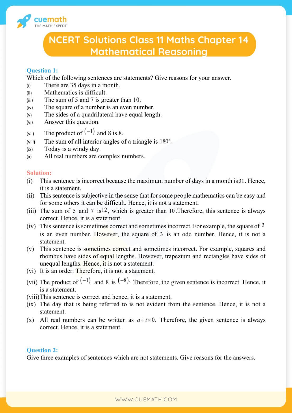 NCERT Solutions Class 11 Maths Chapter 14 Exercise 14.1 1