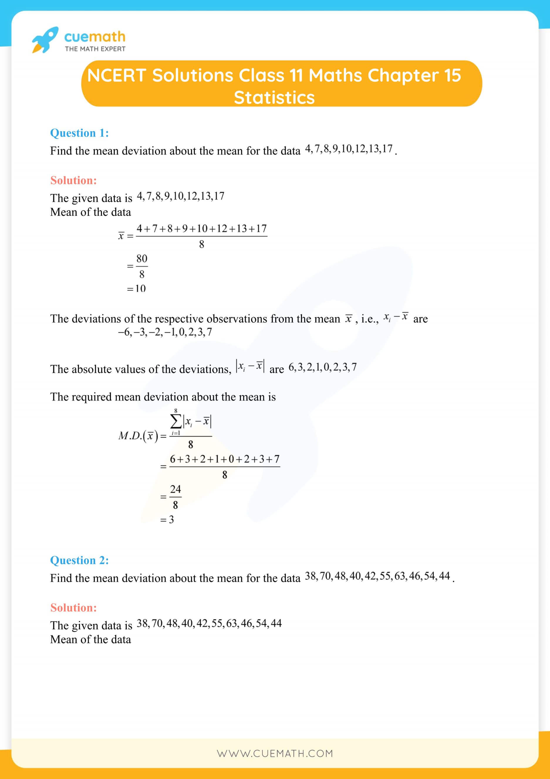 NCERT Solutions Class 11 Maths Chapter 15 1