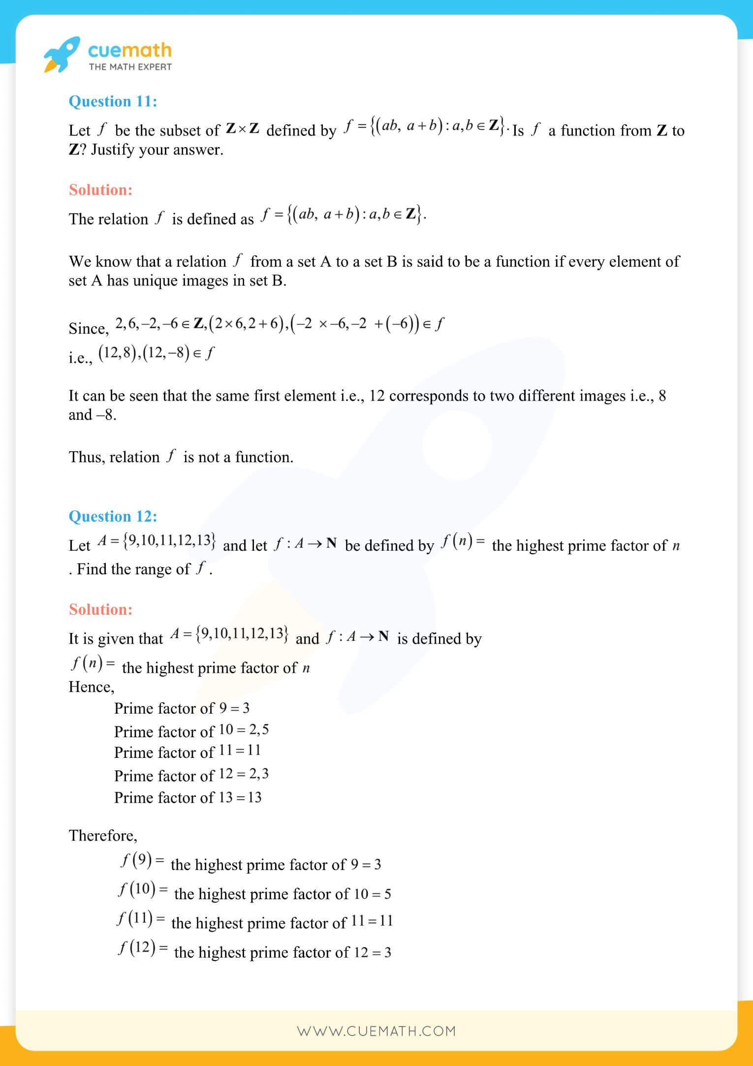 relations and functions class 11 ex 2.1 solutions