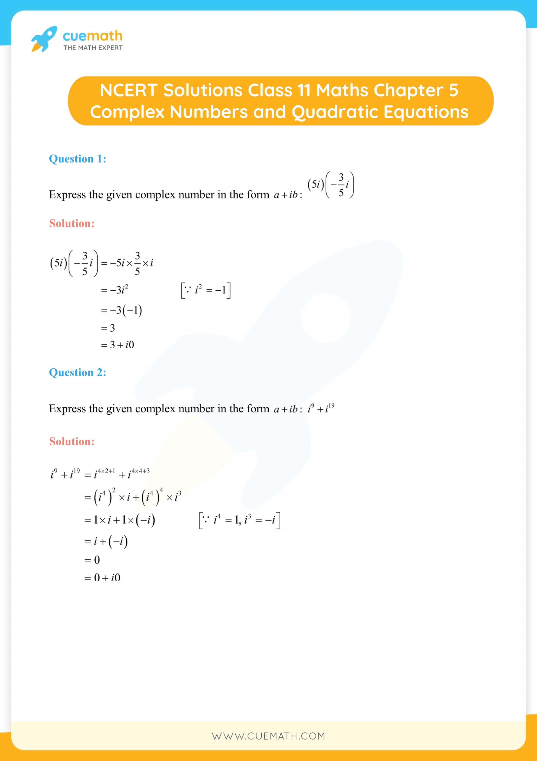 NCERT Solutions Class 11 Maths Chapter 5 1