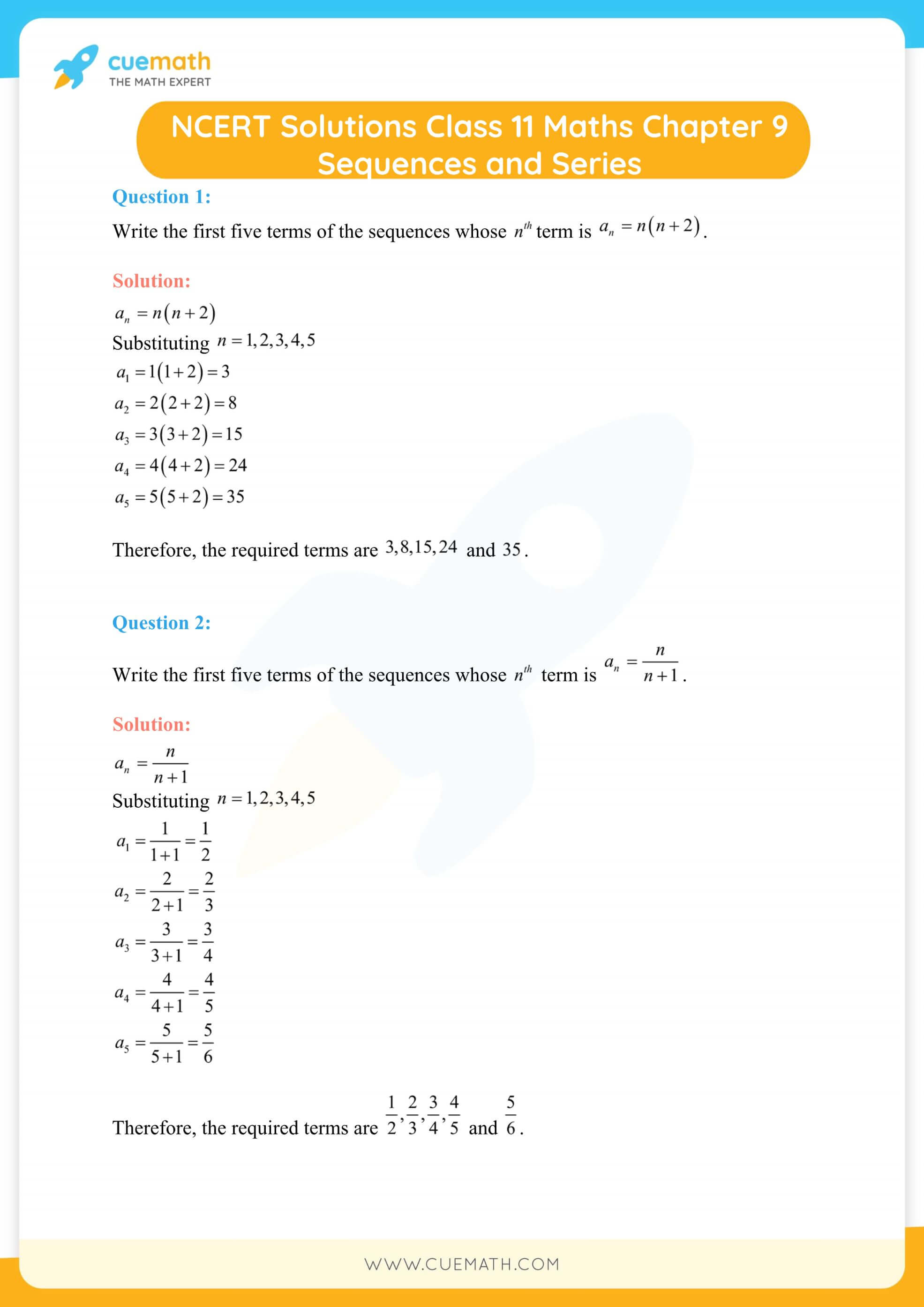 NCERT Solutions Class 11 Maths Chapter 9 Exercise 9.1 1