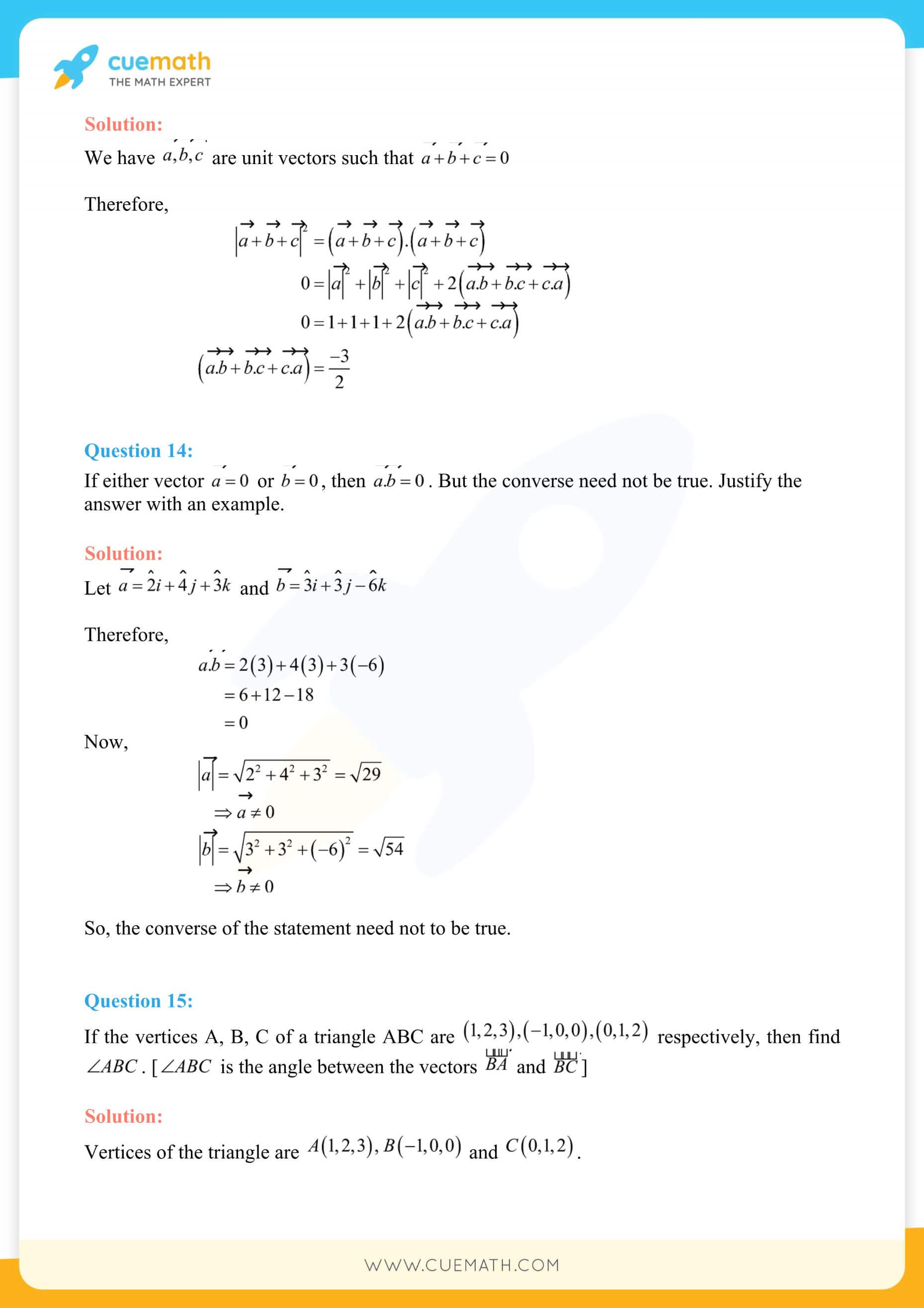 NCERT Solutions For Class 12 Maths Chapter 10 Exercise 10 3 Vector Algebra