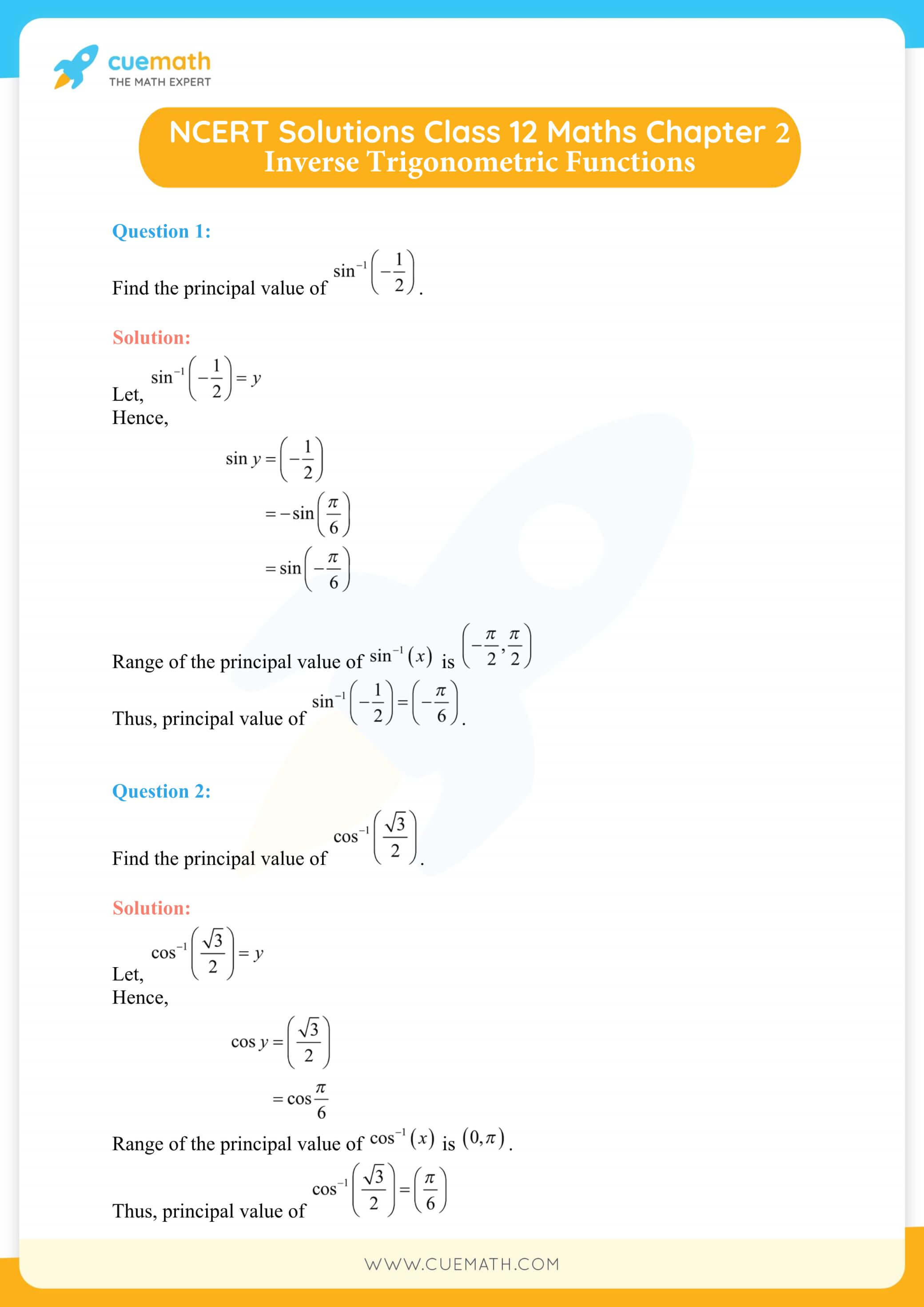 NCERT Solutions Class 12 Maths Chapter 2 1