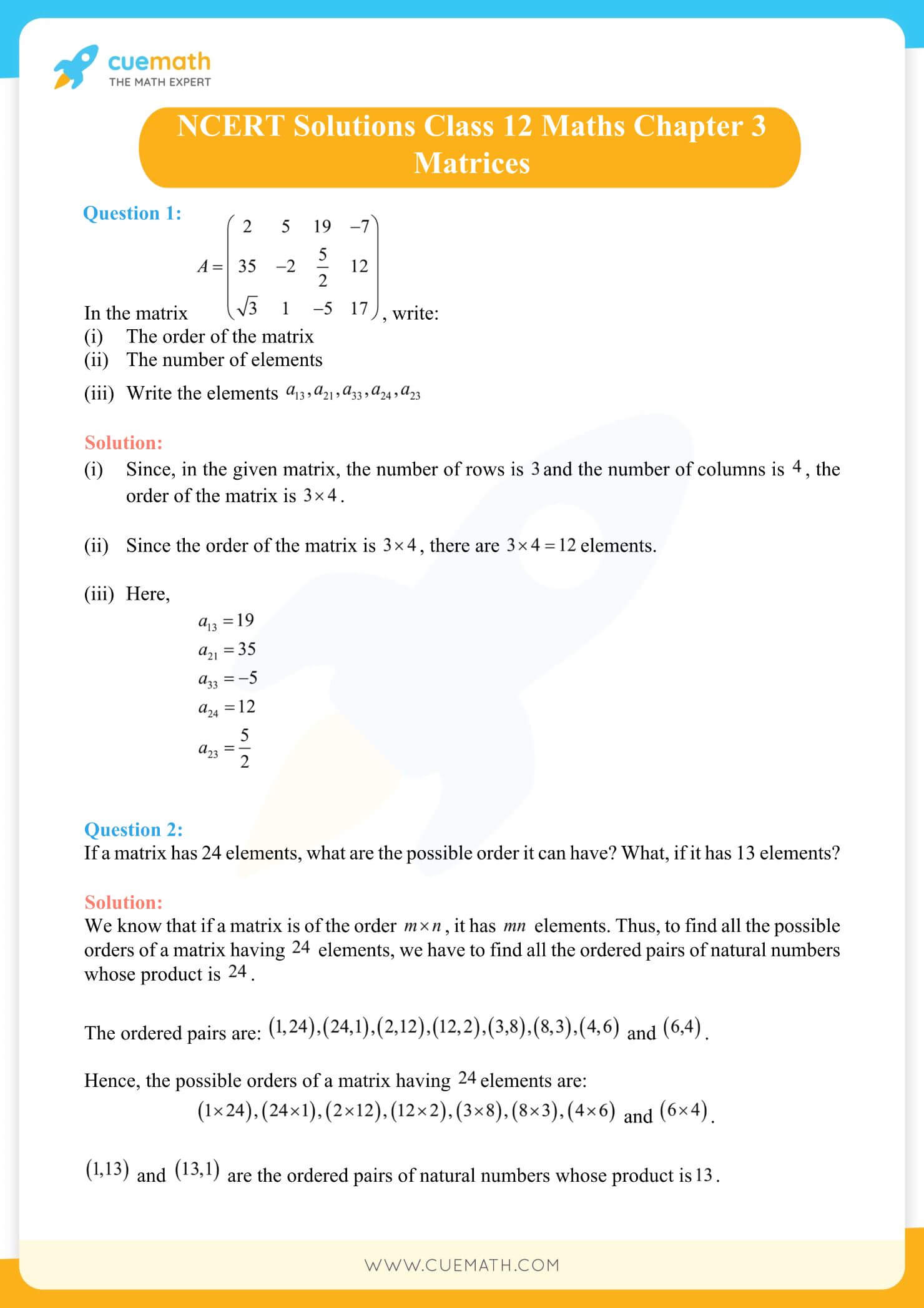 NCERT Solutions Class 12 Maths Chapter 3 1