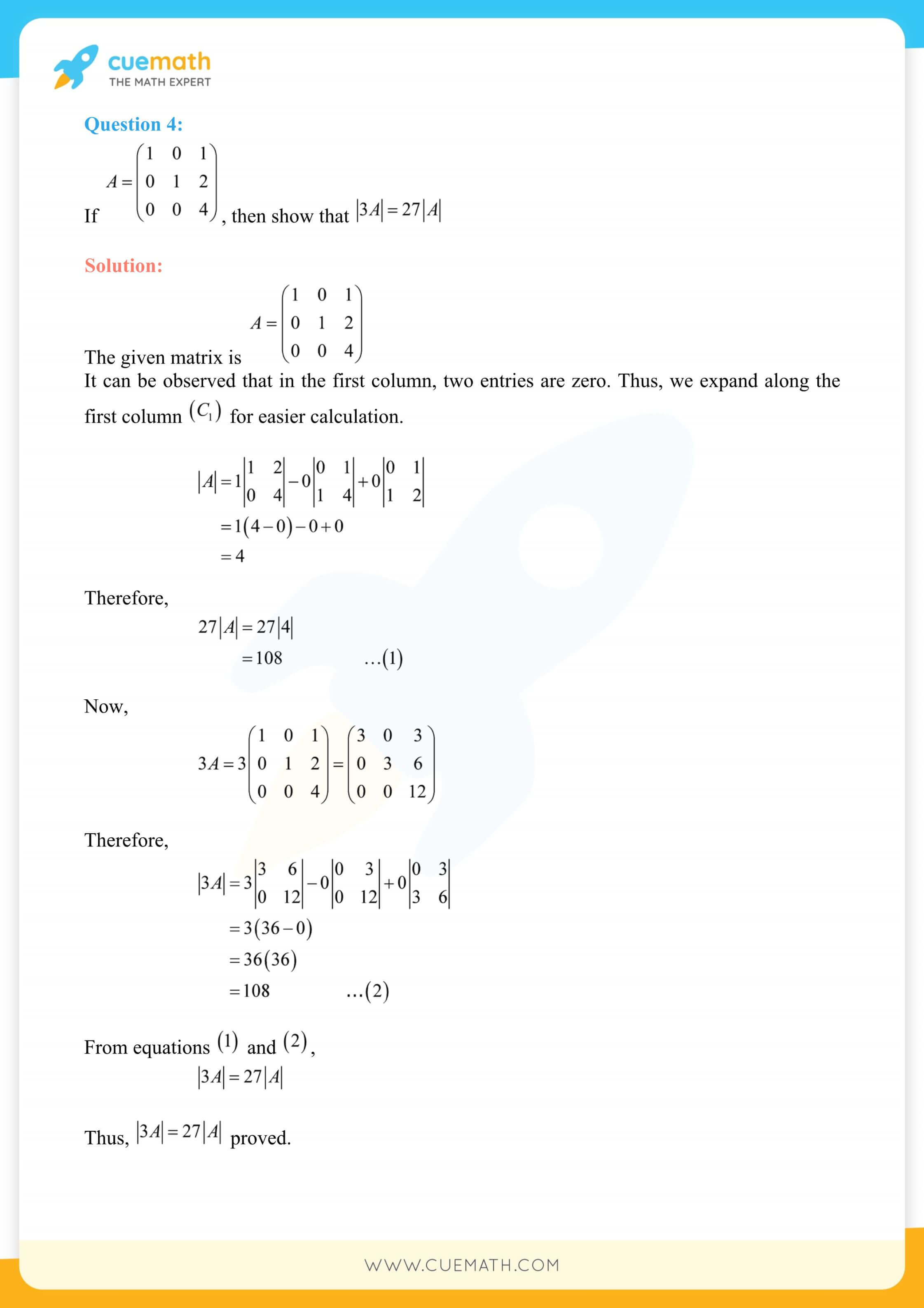 NCERT Solutions Class 12 Maths Chapter 4 Exercise 4.1 3