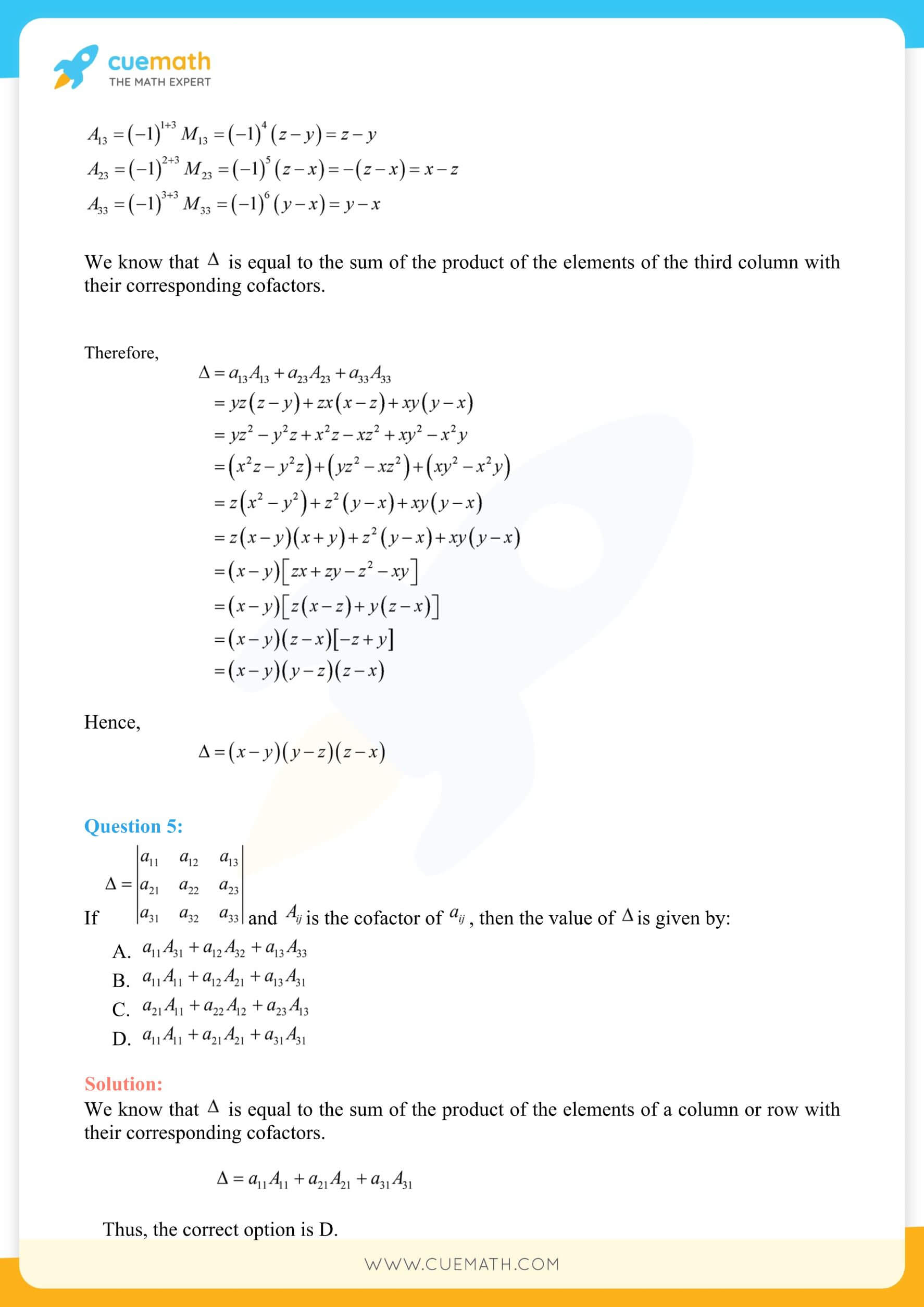 NCERT Solutions Class 12 Maths Chapter 4 35