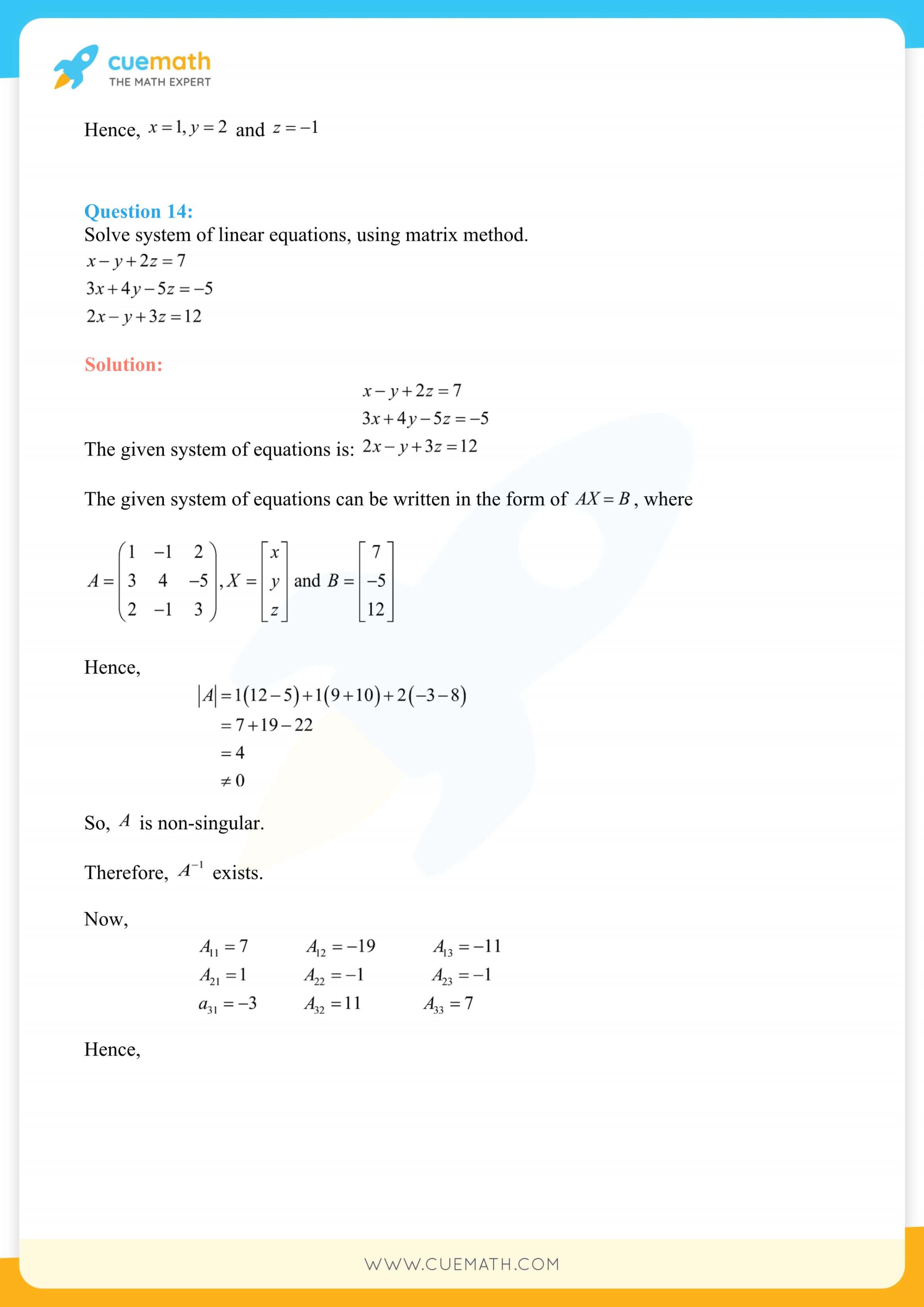 NCERT Solutions Class 12 Maths Chapter 4 Exercise 4.6 73