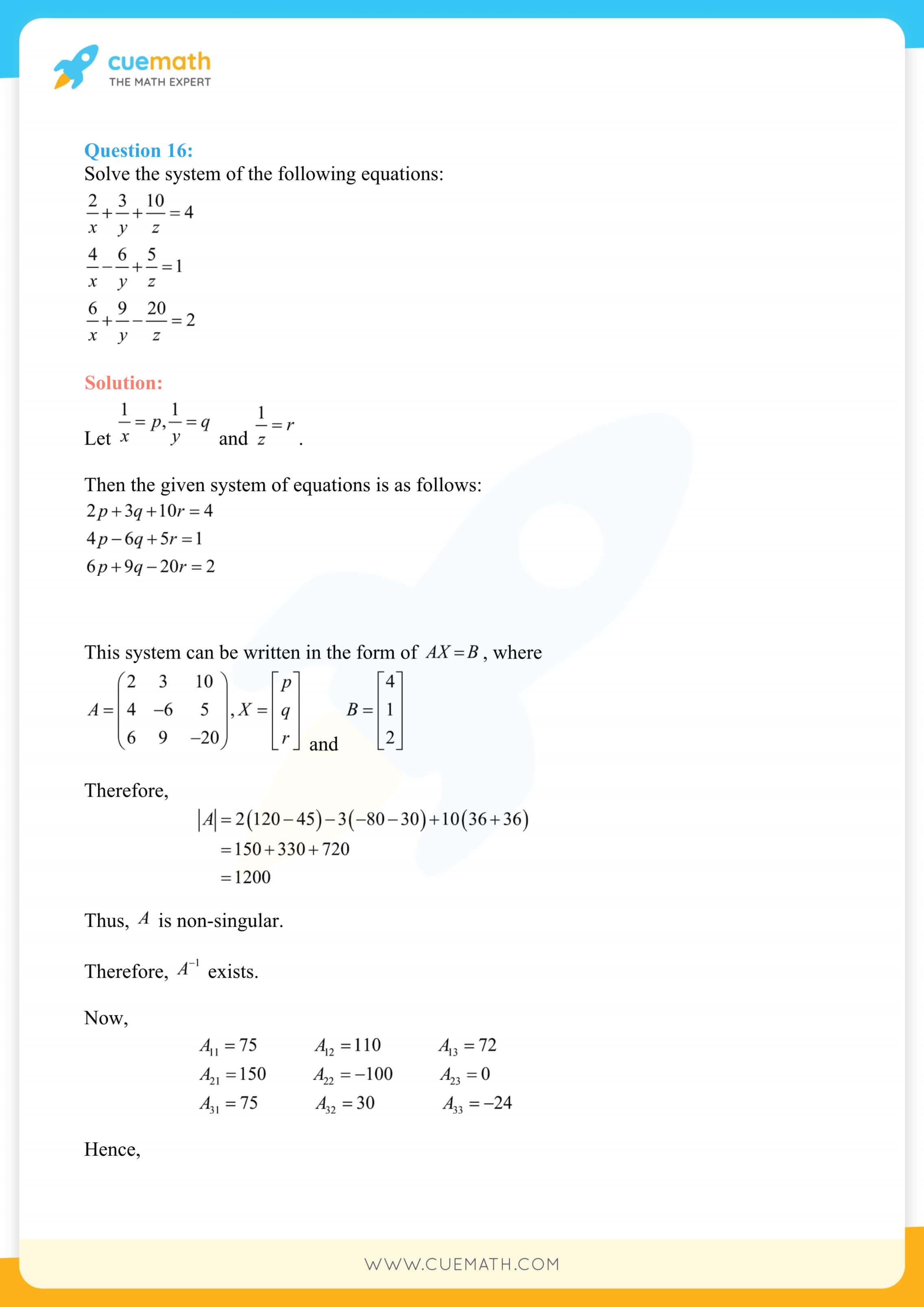 NCERT Solutions Class 12 Maths Chapter 4 Miscellaneous Exercise 95