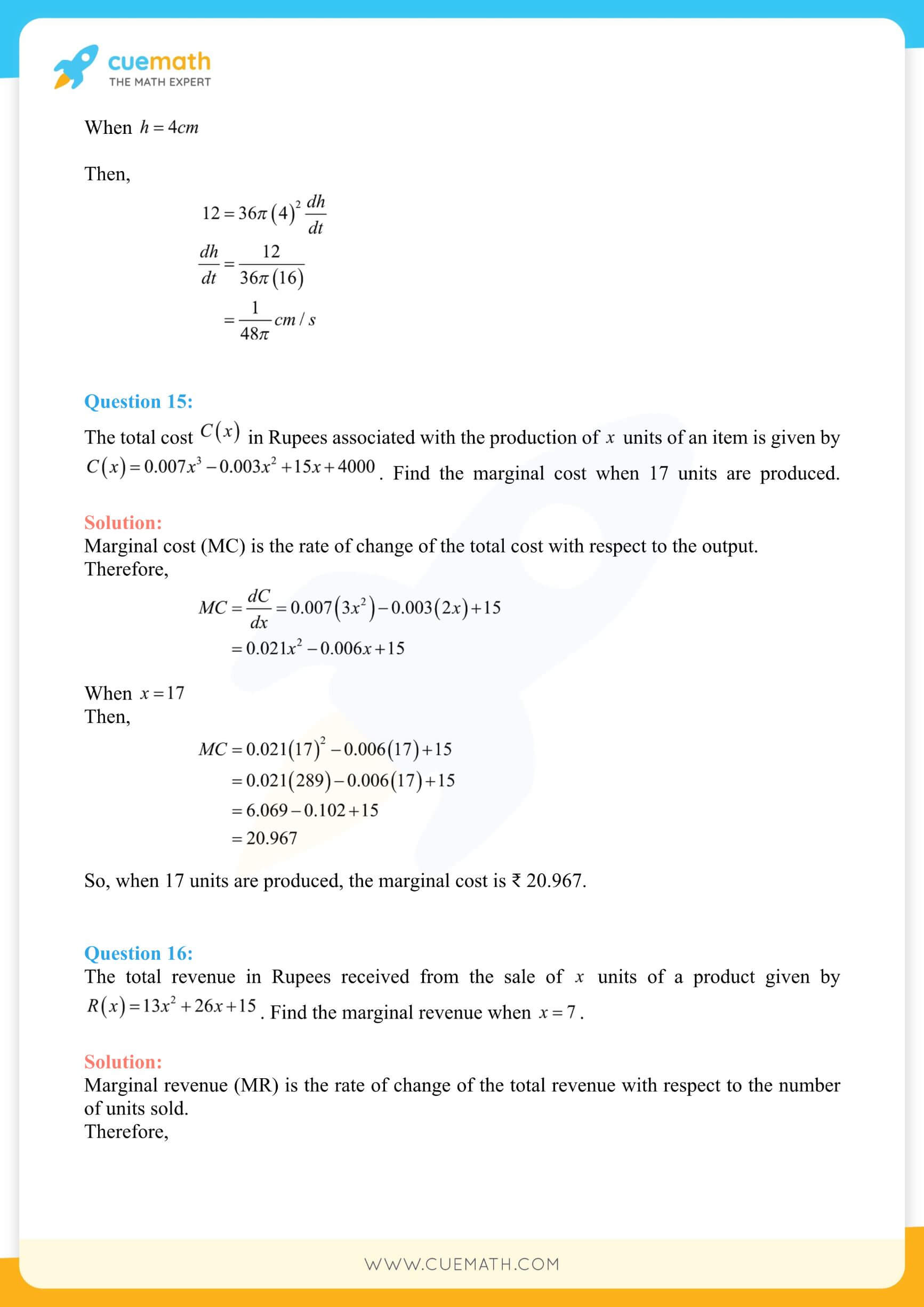 NCERT Solutions Class 12 Maths Chapter 6 Exercise 6.1 12