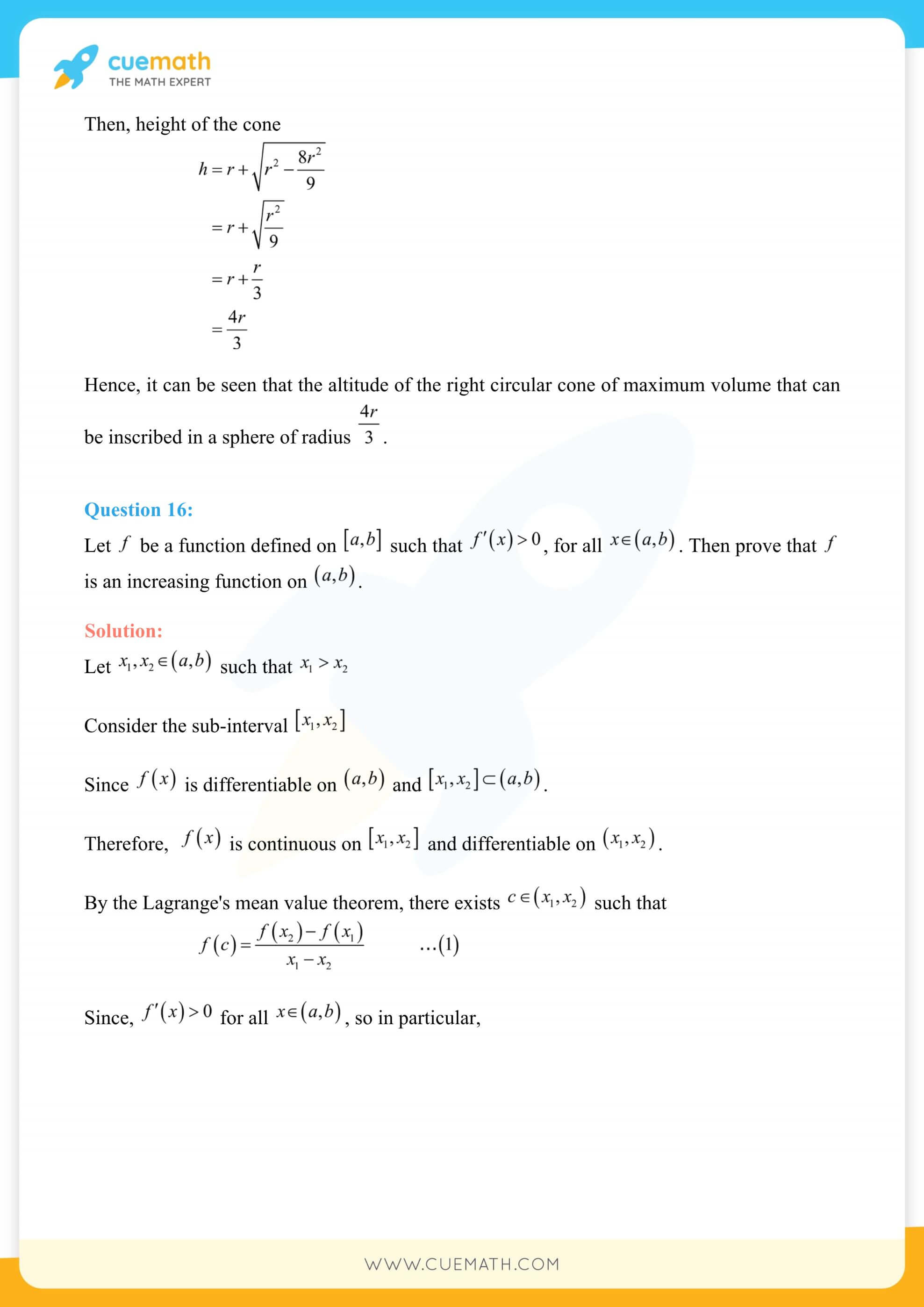 NCERT Solutions Class 12 Maths Chapter 6 Miscellaneous Exercise Exercise 6.6 155