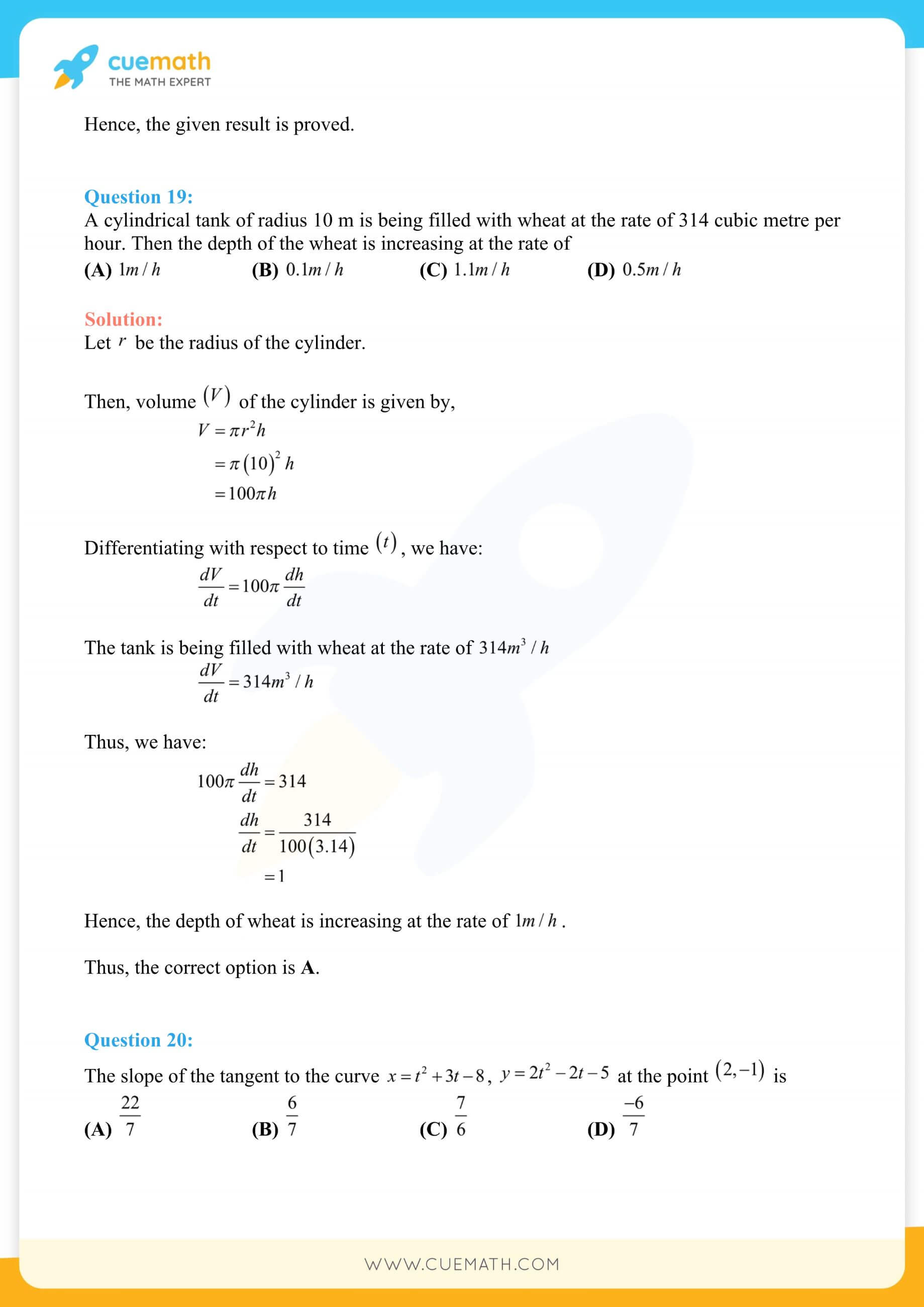 NCERT Solutions Class 12 Maths Chapter 6 Miscellaneous Exercise Exercise 6.6 161