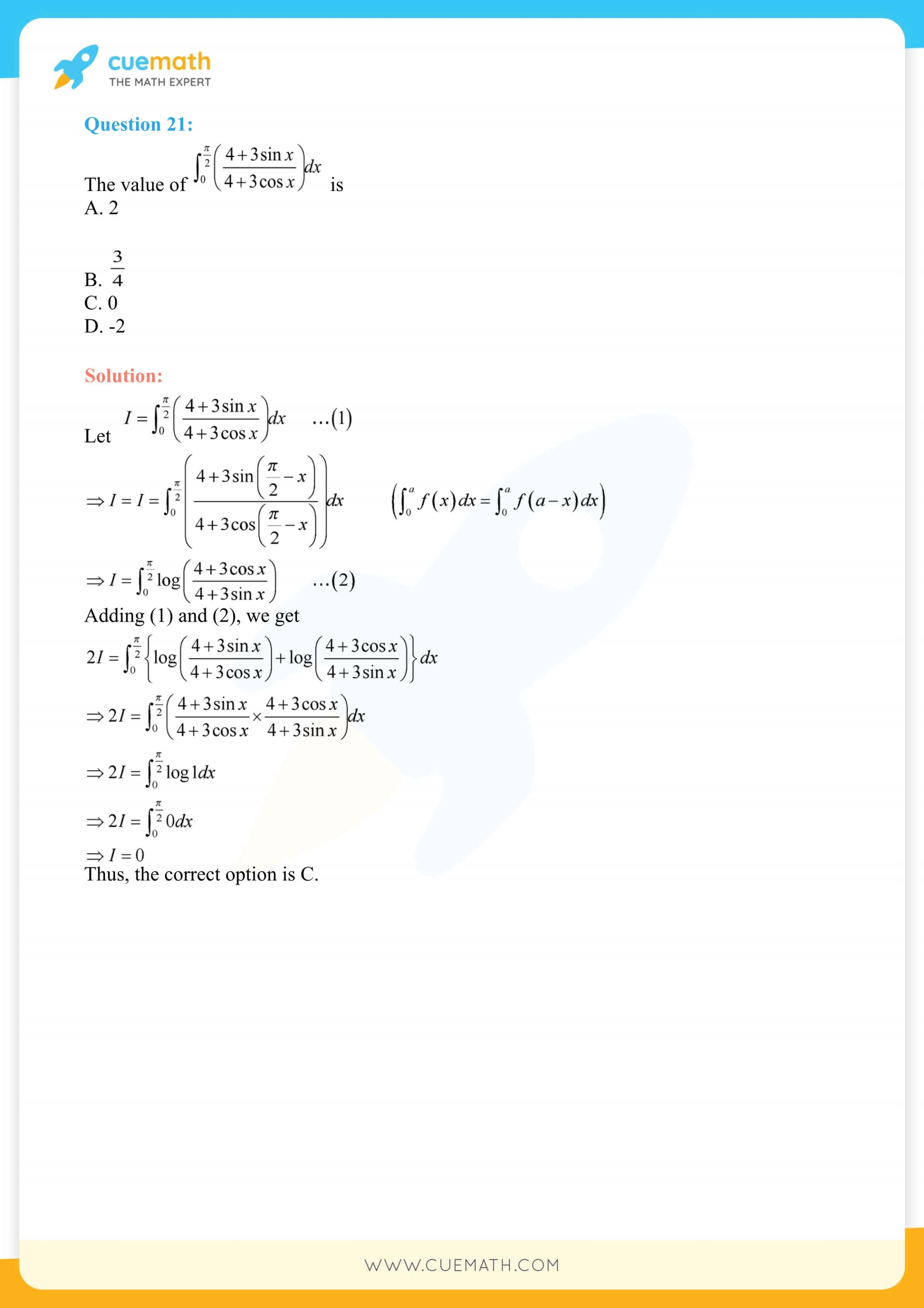 NCERT Solutions Class 12 Maths Chapter 7 Exercise 7.11 140