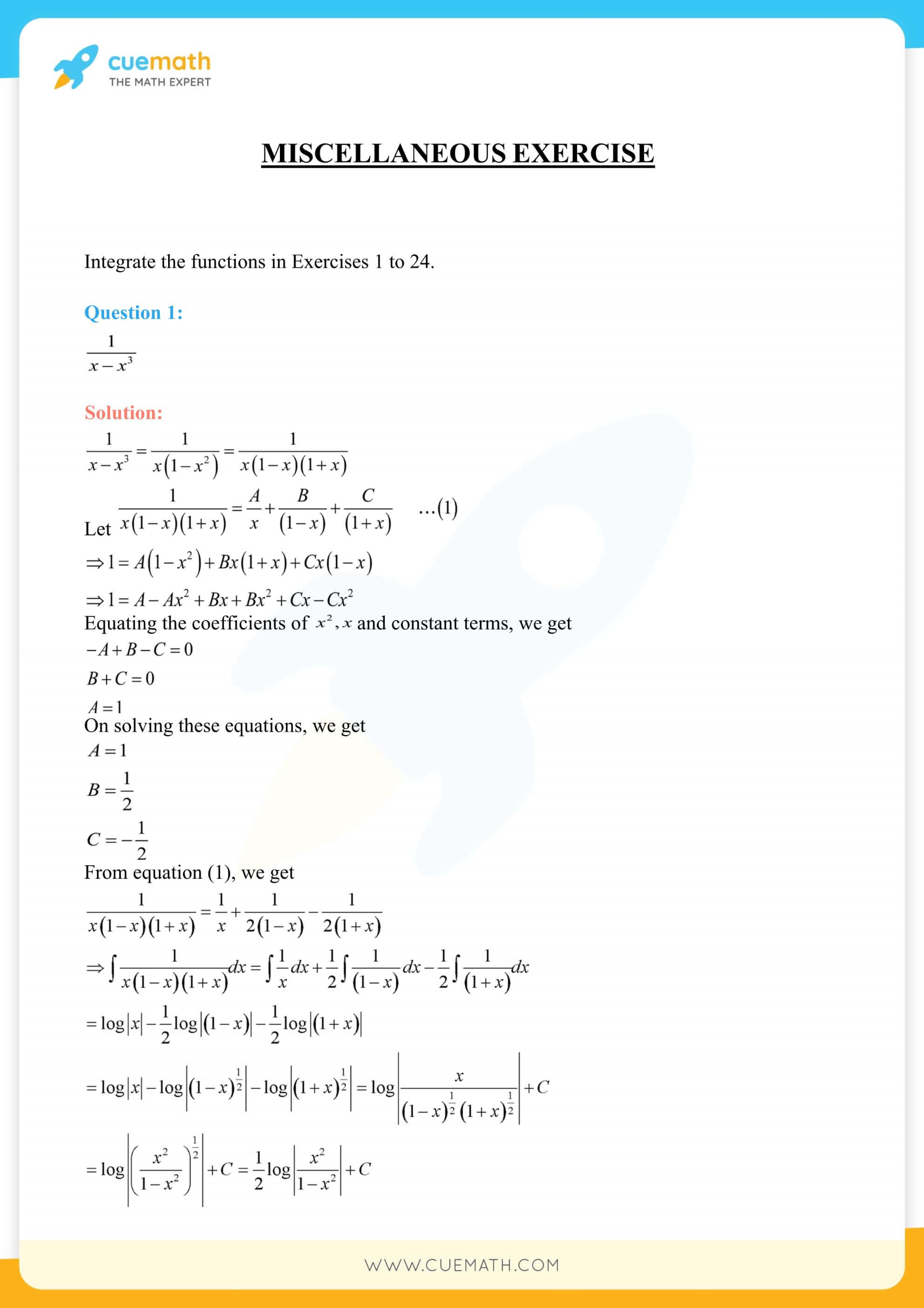 Ncert solutions for class 12 maths chapter 7 miscellaneous exercise, Integrals