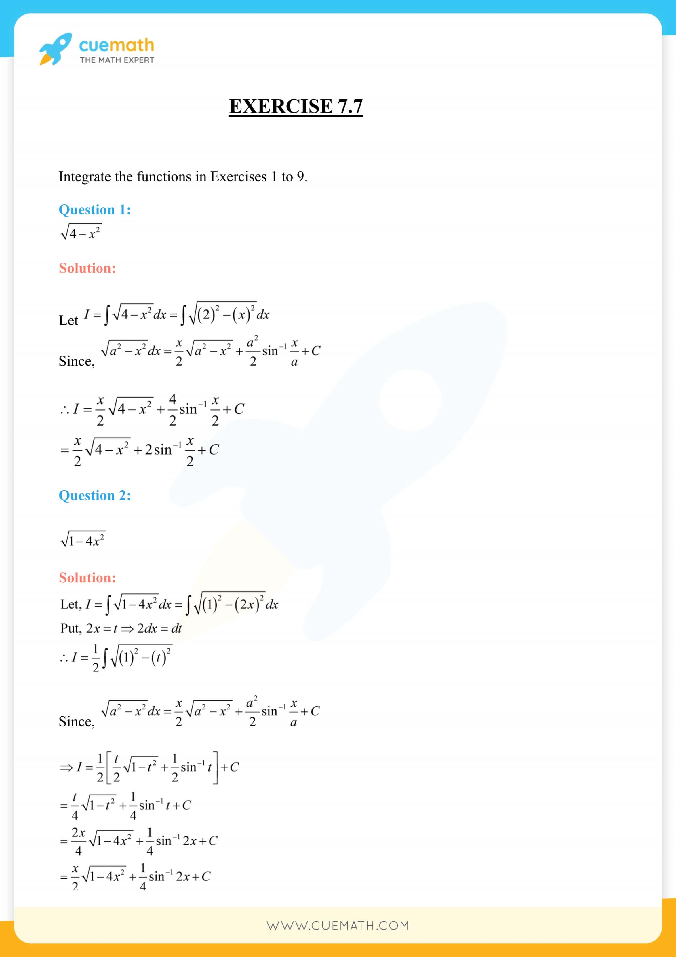 NCERT Solutions Class 12 Maths Chapter 7 Exercise 7.7 95