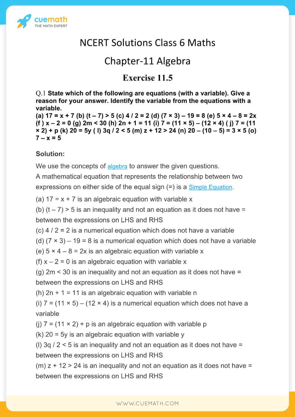 NCERT Solutions Class 6 Maths Chapter 11-18