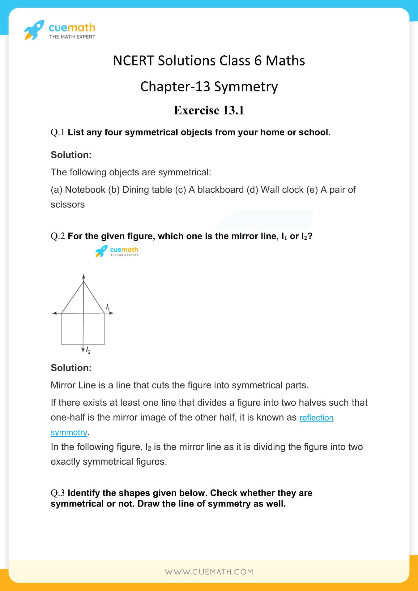 NCERT Solutions Class 6 Maths Chapter 13