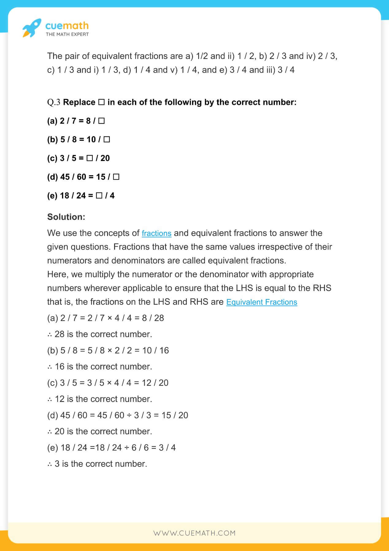 NCERT Solutions For Class 6 Maths Chapter 7 Exercise 7 3 Fractions 